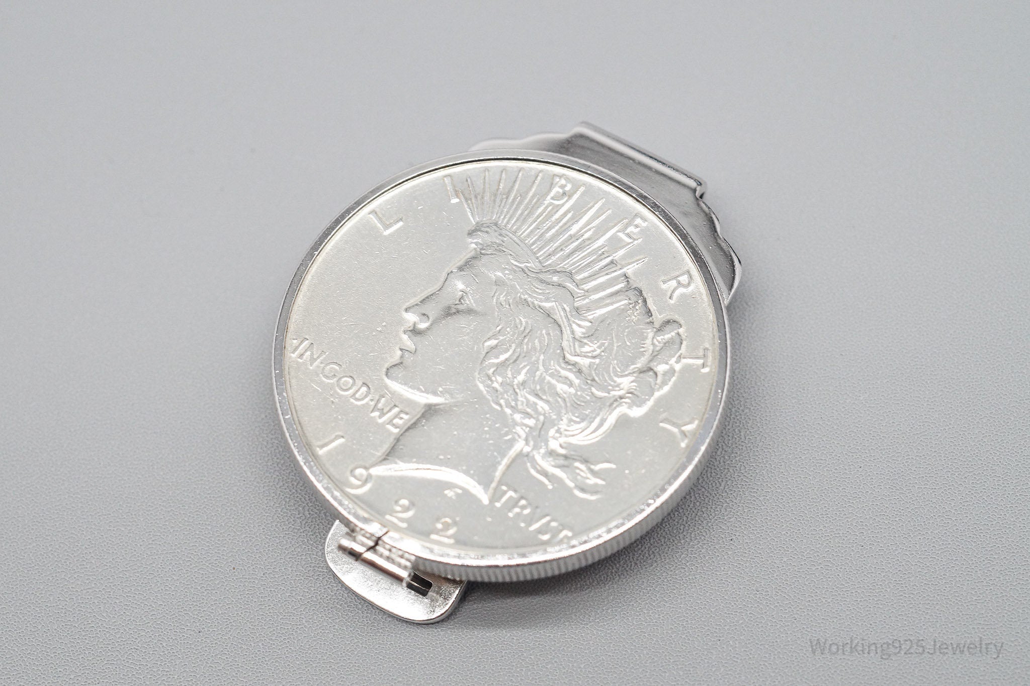 Antique Vintage Anson 1922 Peace Silver Dollar Coin Sterling Silver Money Clip