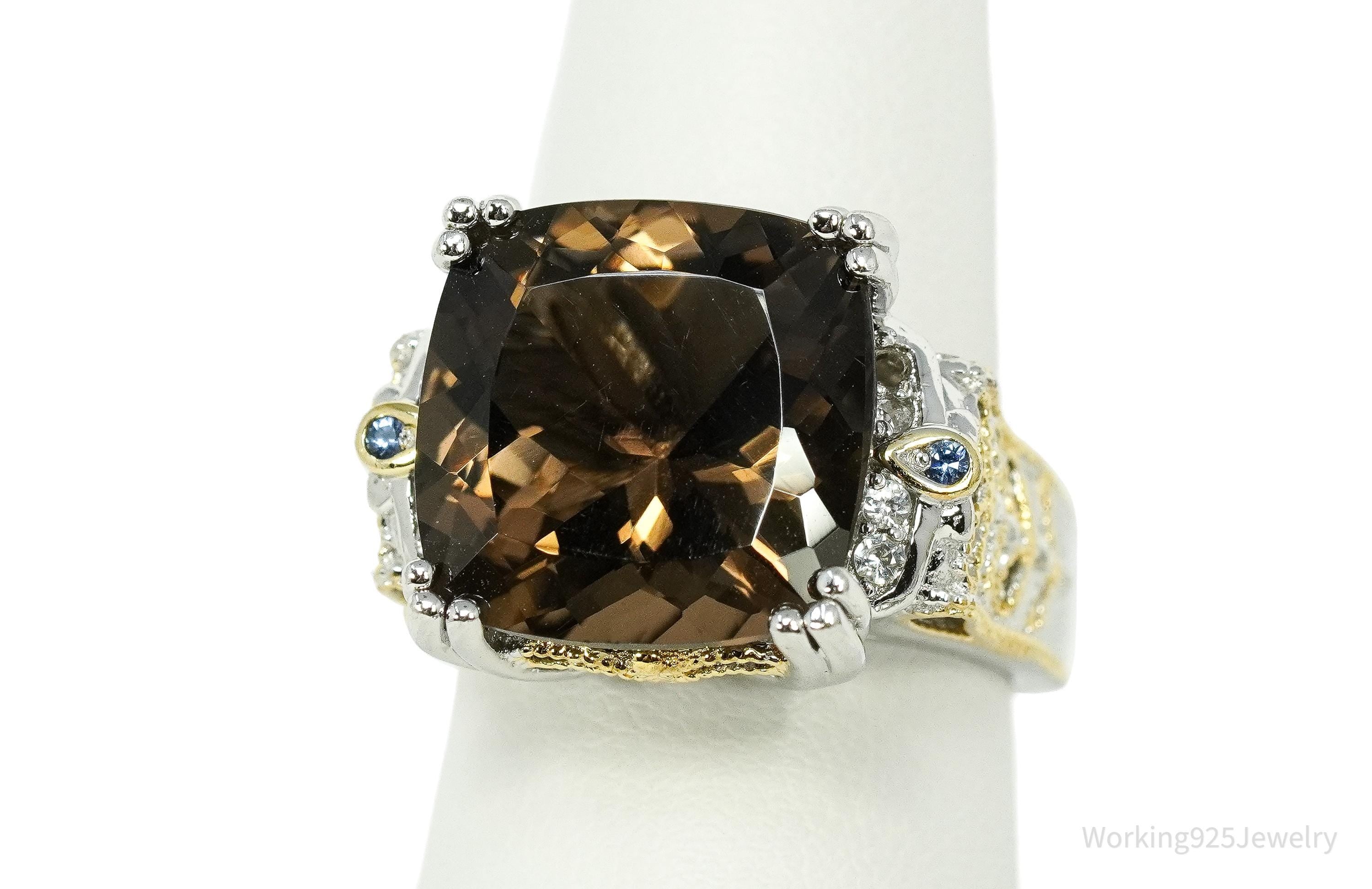 Michael Valitutti Gems en Vogue Smoky Quartz 24K Gold Sterling Silver Ring - Size 8