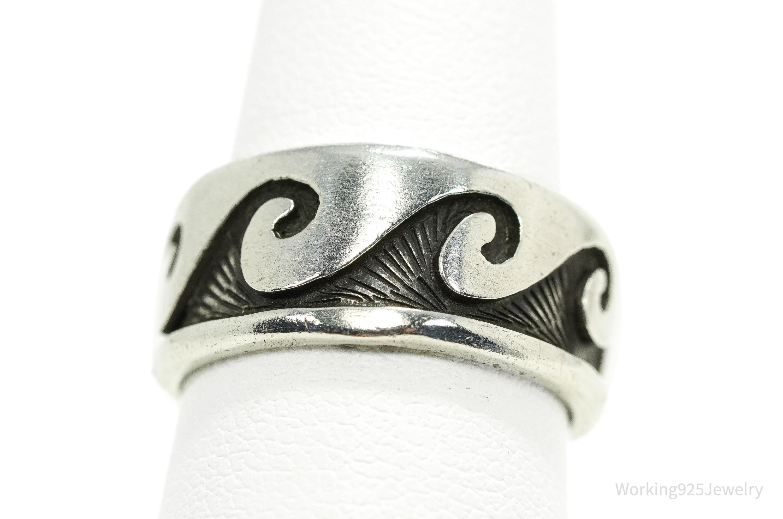 Vintage Native American Waves Sterling Silver Band Ring - Size 6.5