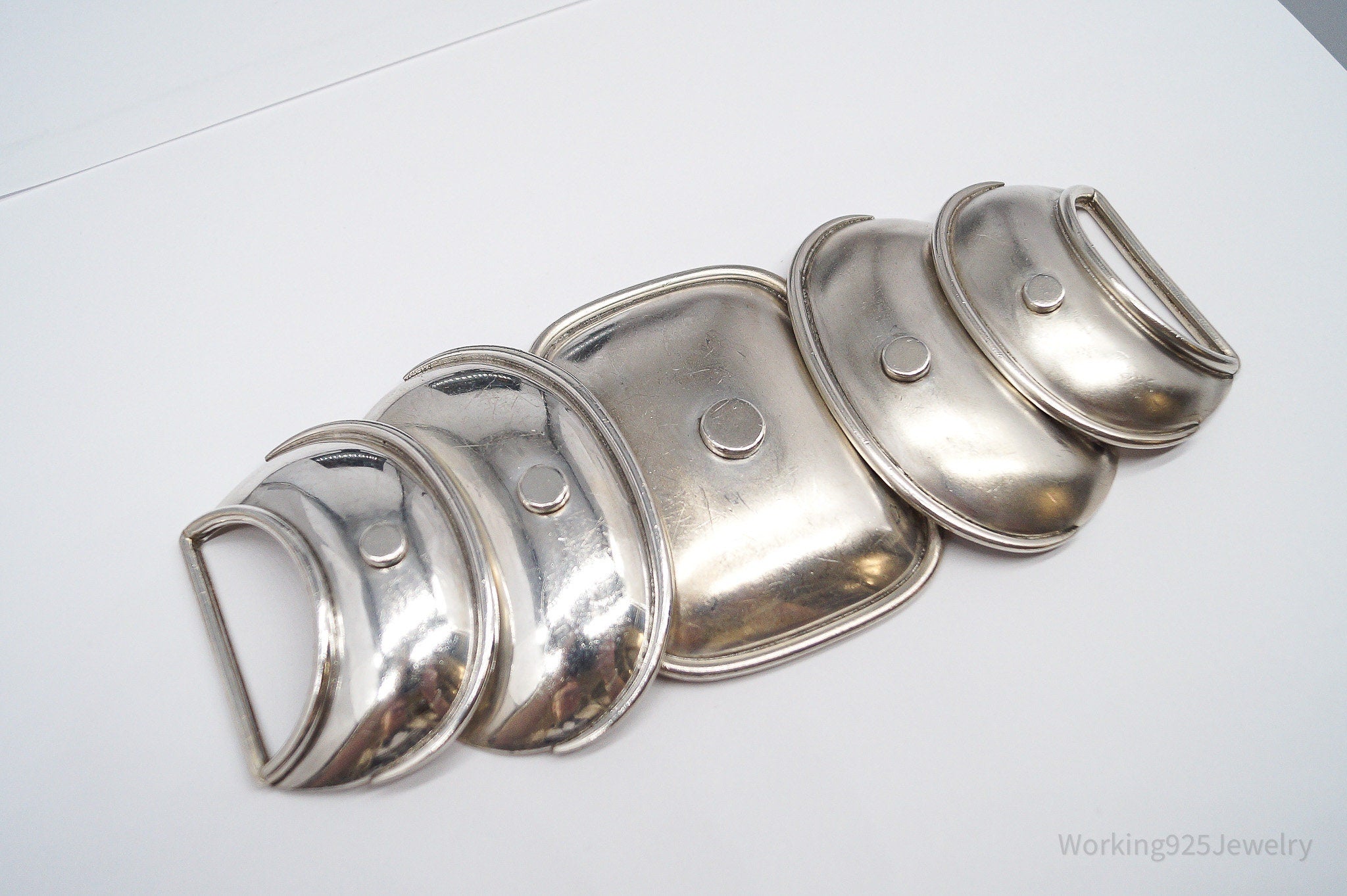 Large Vintage Mexico Modernist Hector Aguilar Armadillo Sterling Silver Belt Buckle