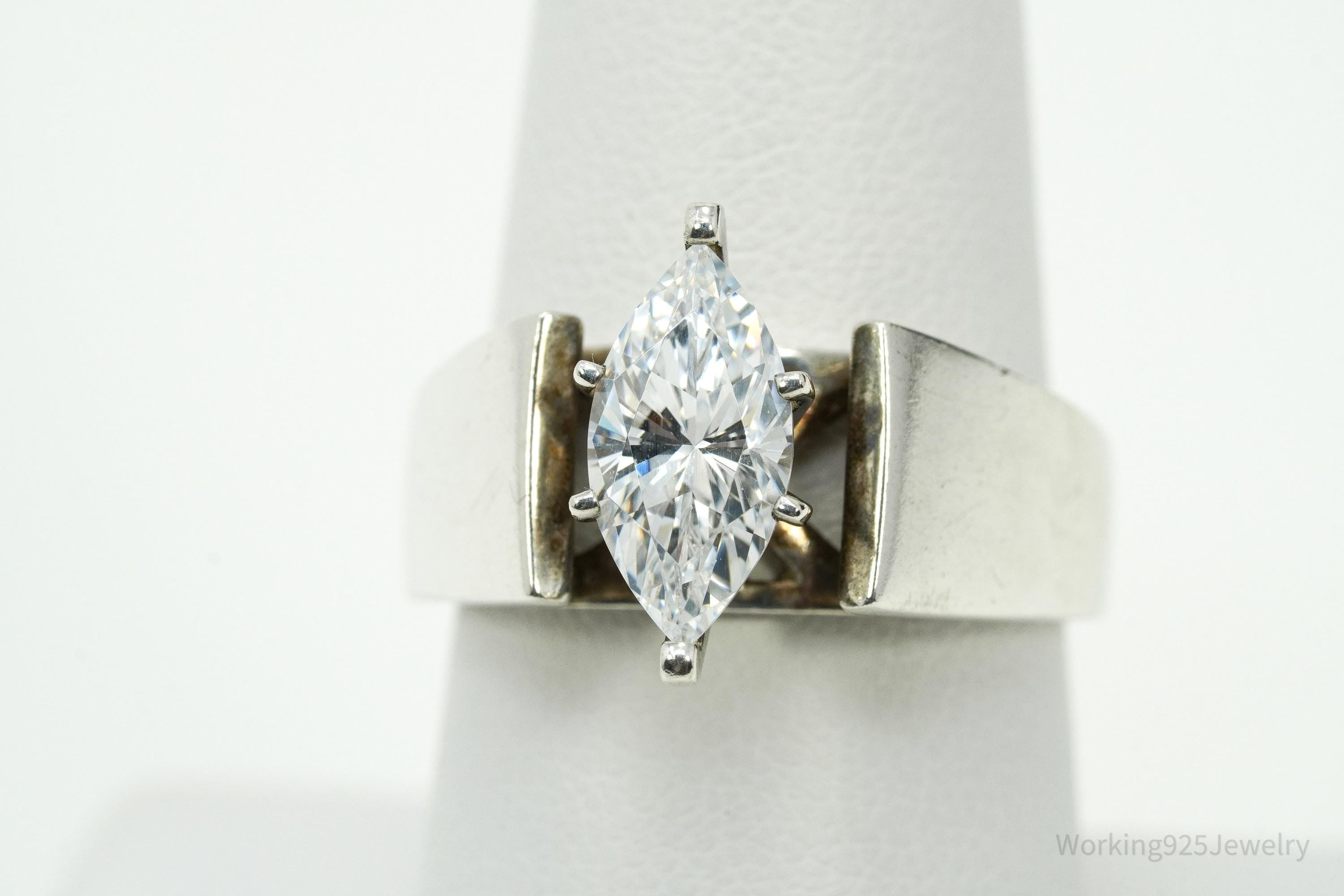 Vintage Diamonique DQCZ Sterling Silver Ring - Size 8