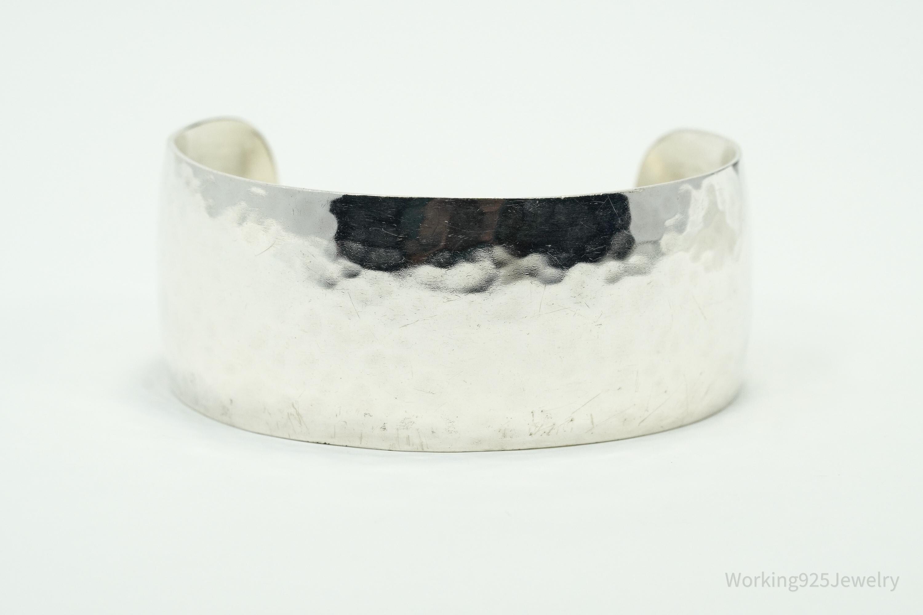 Vintage Handwrought Hammered Style Sterling Silver Cuff Bracelet 7"