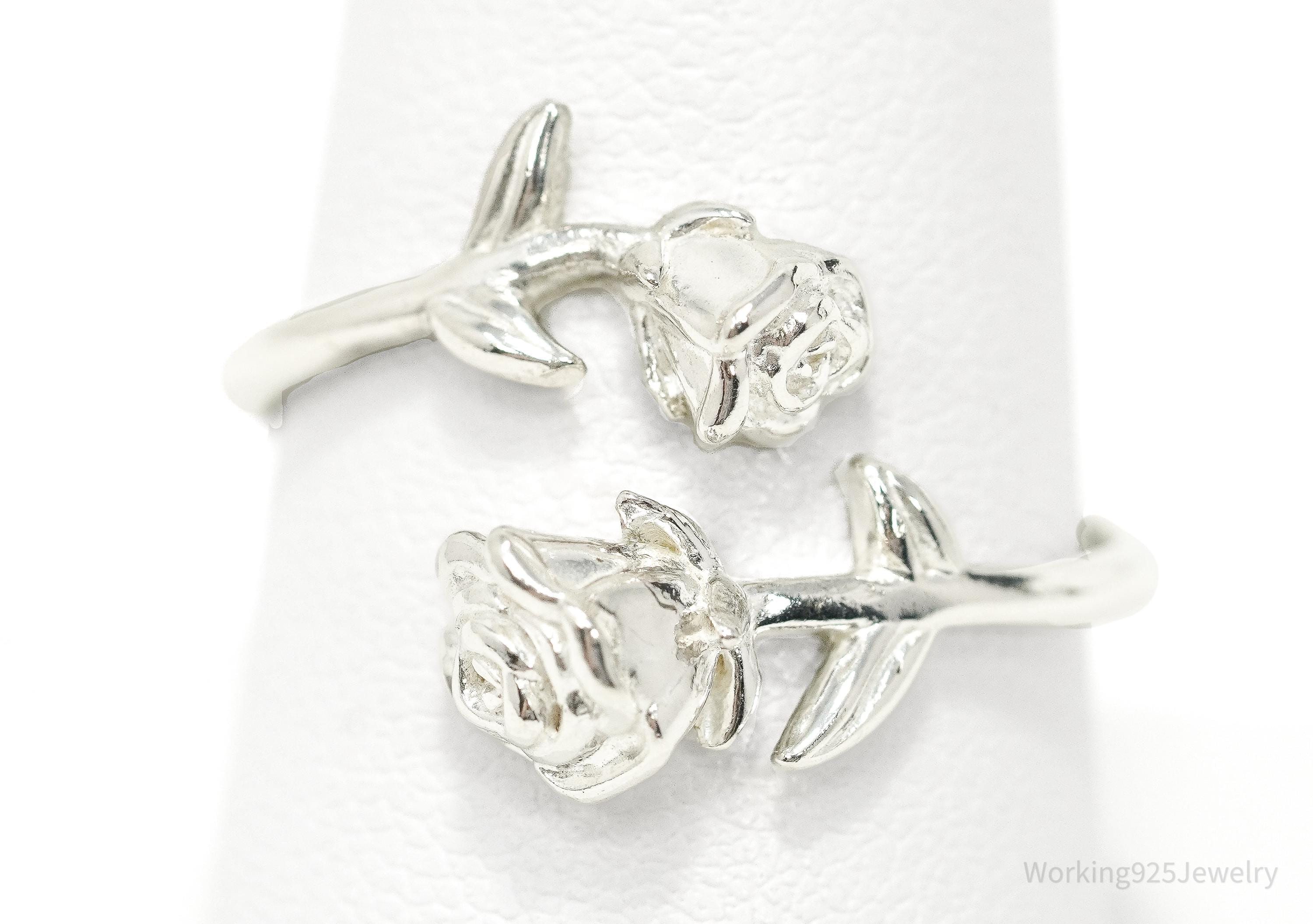 Vintage NVC Wrapping Roses Sterling Silver Ring - Size 10