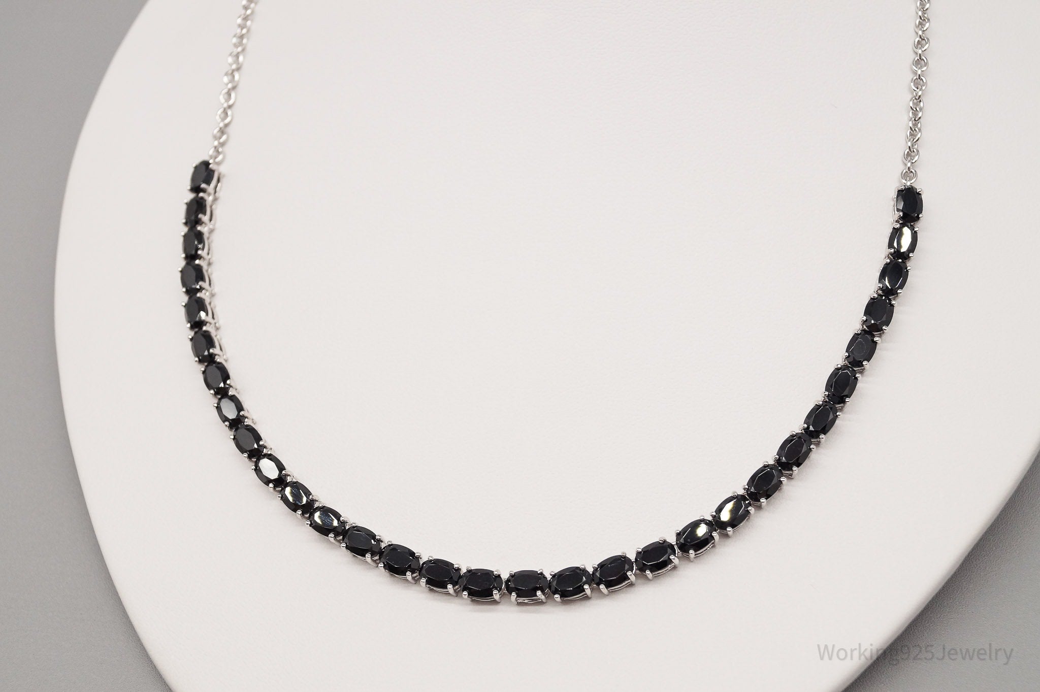 JTV Designer TGGC Black Spinel Sterling Silver Necklace 18"