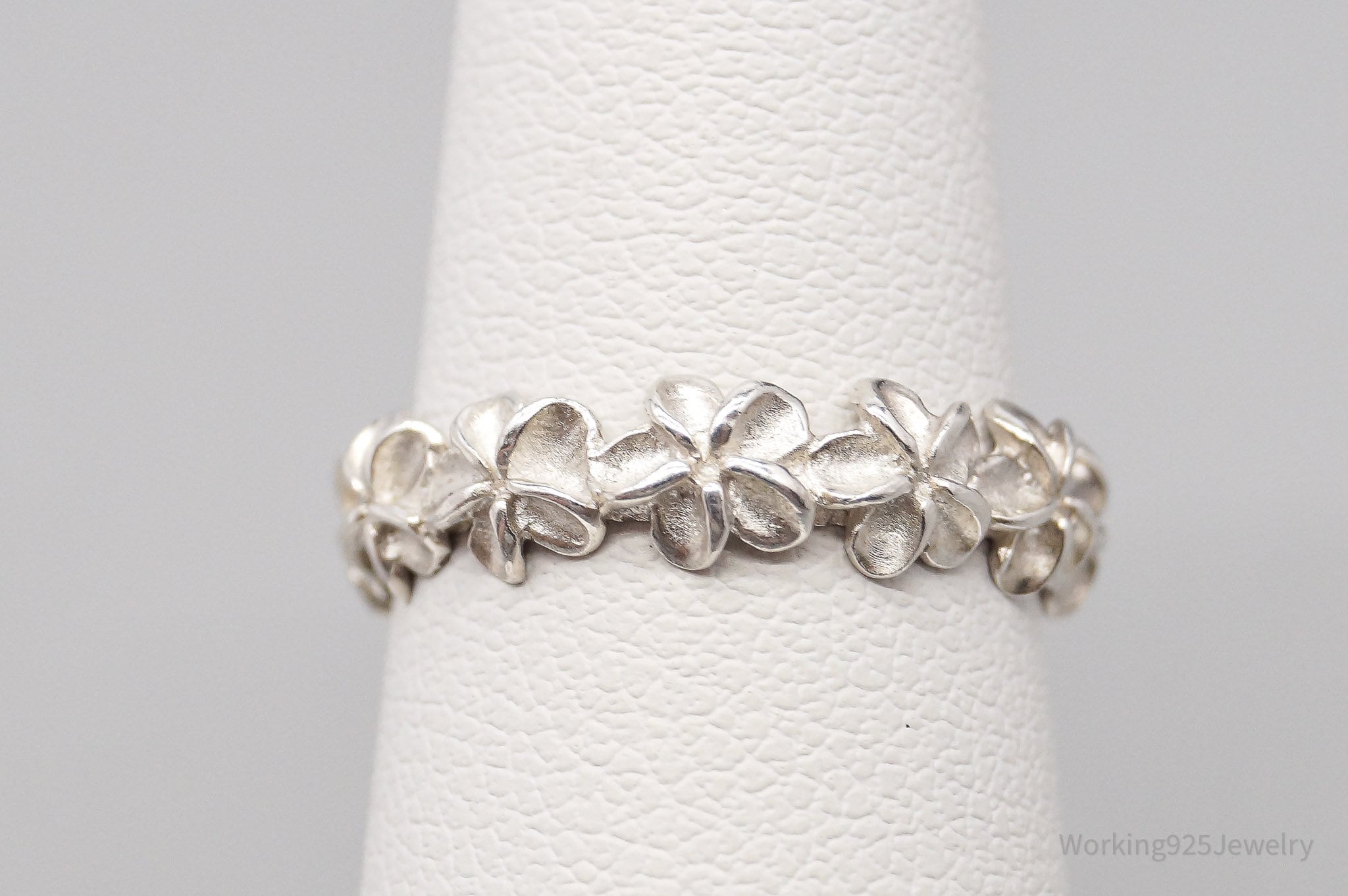 Vintage Ohana Flowers Sterling Silver Ring - Size 4.25
