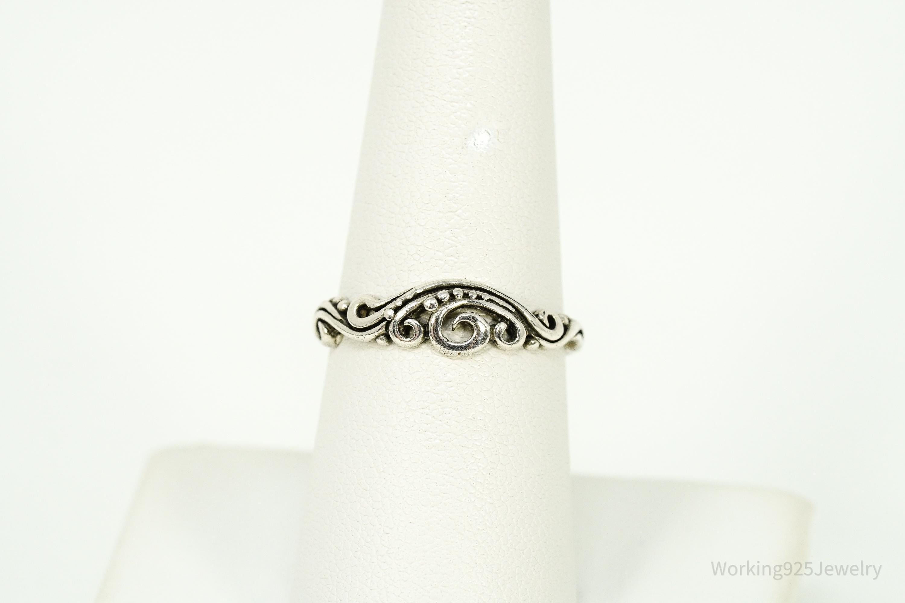Vintage Art Deco Style Sterling Silver Ring - Size 7.75