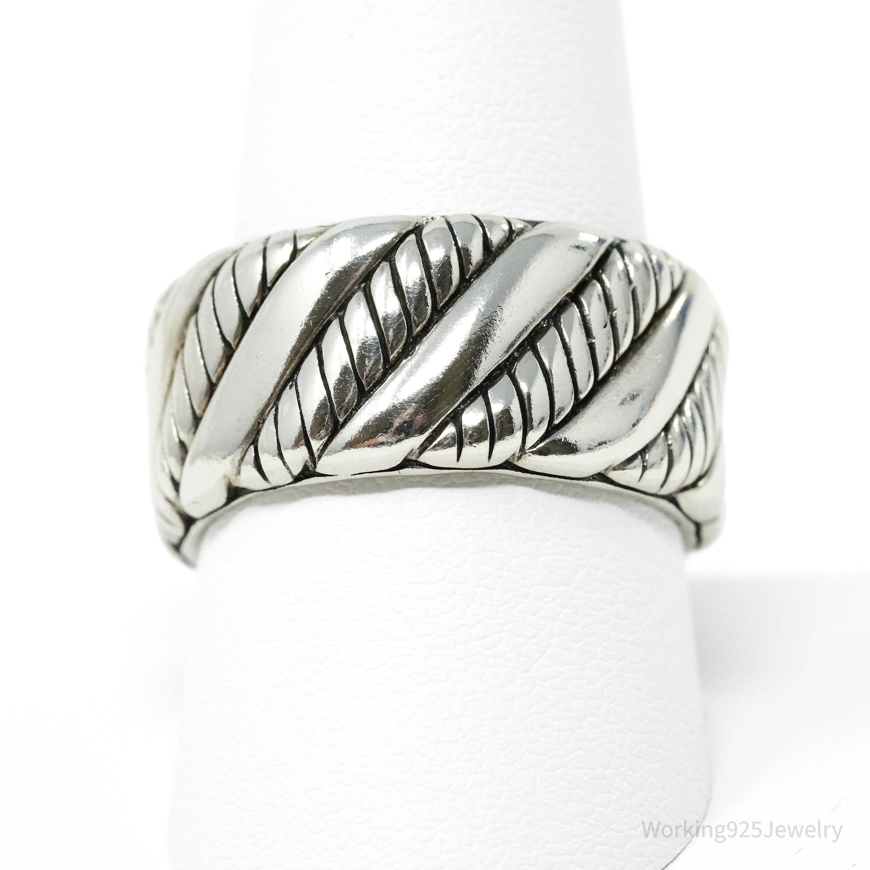 Vintage Designer Samuel B Sterling Silver Band Ring - Size 10.25