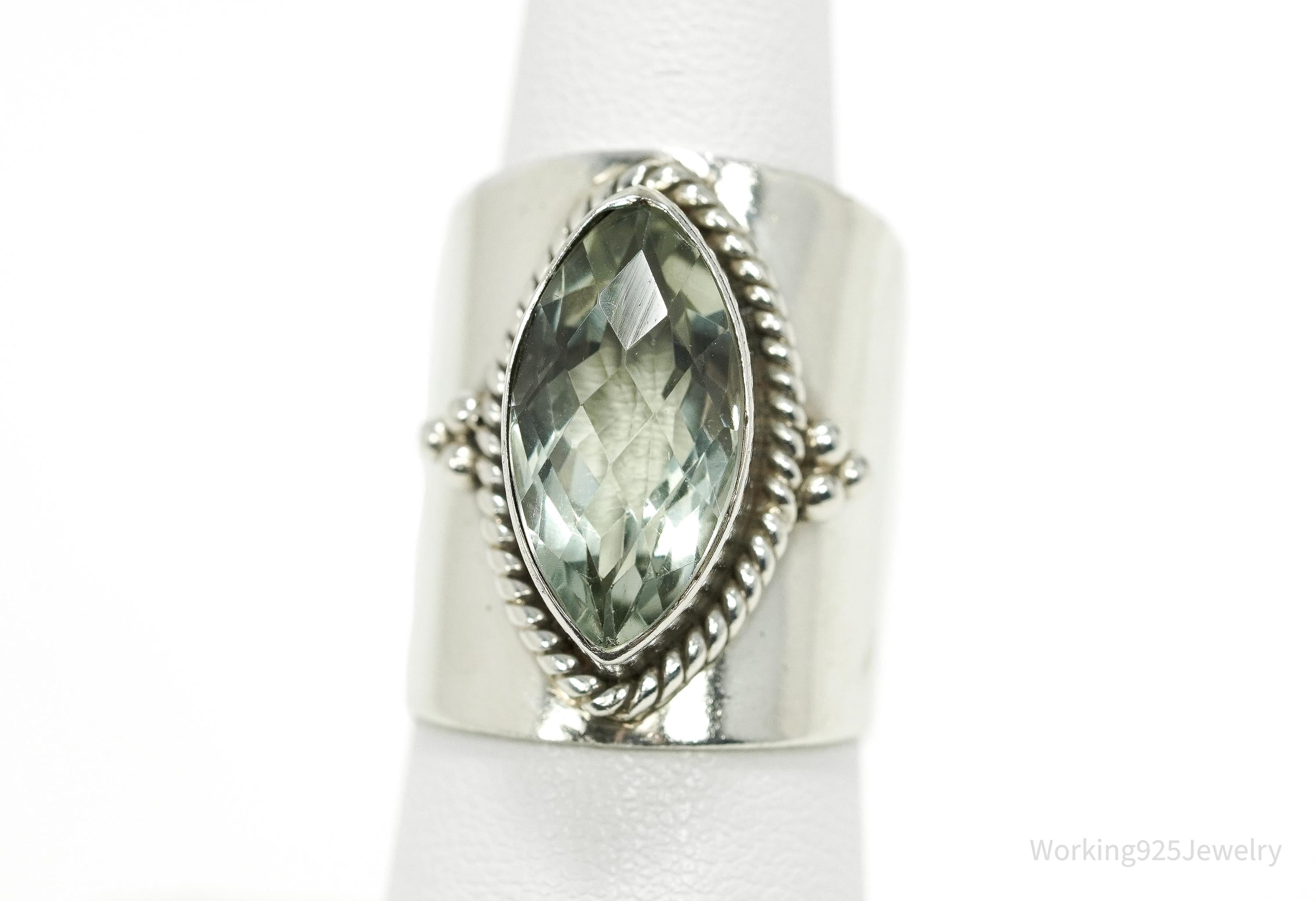 Vintage Prasiolite Sterling Silver Ring - Size 7.25