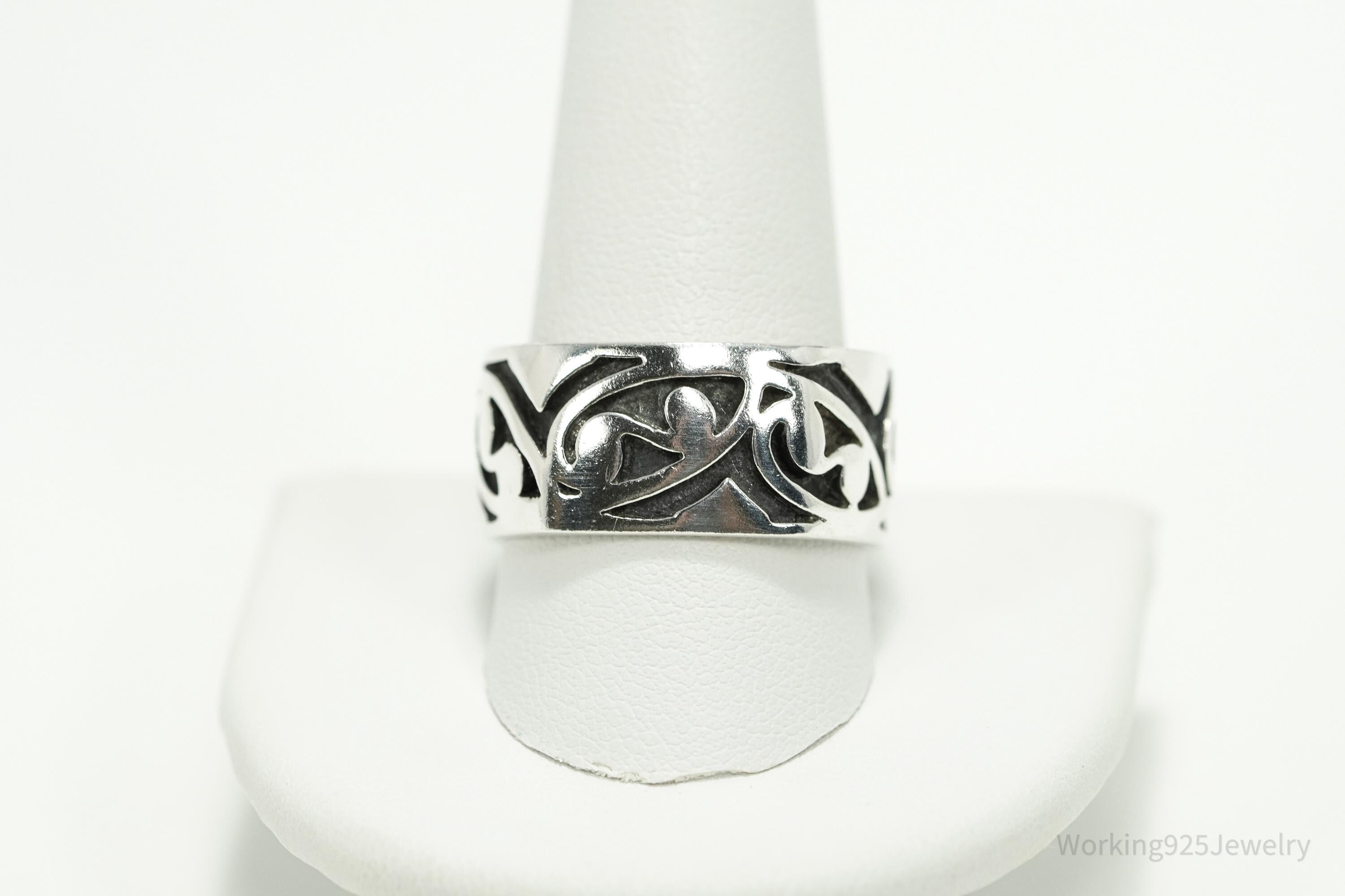 Vintage Tribal Sterling Silver Band Ring Size 11