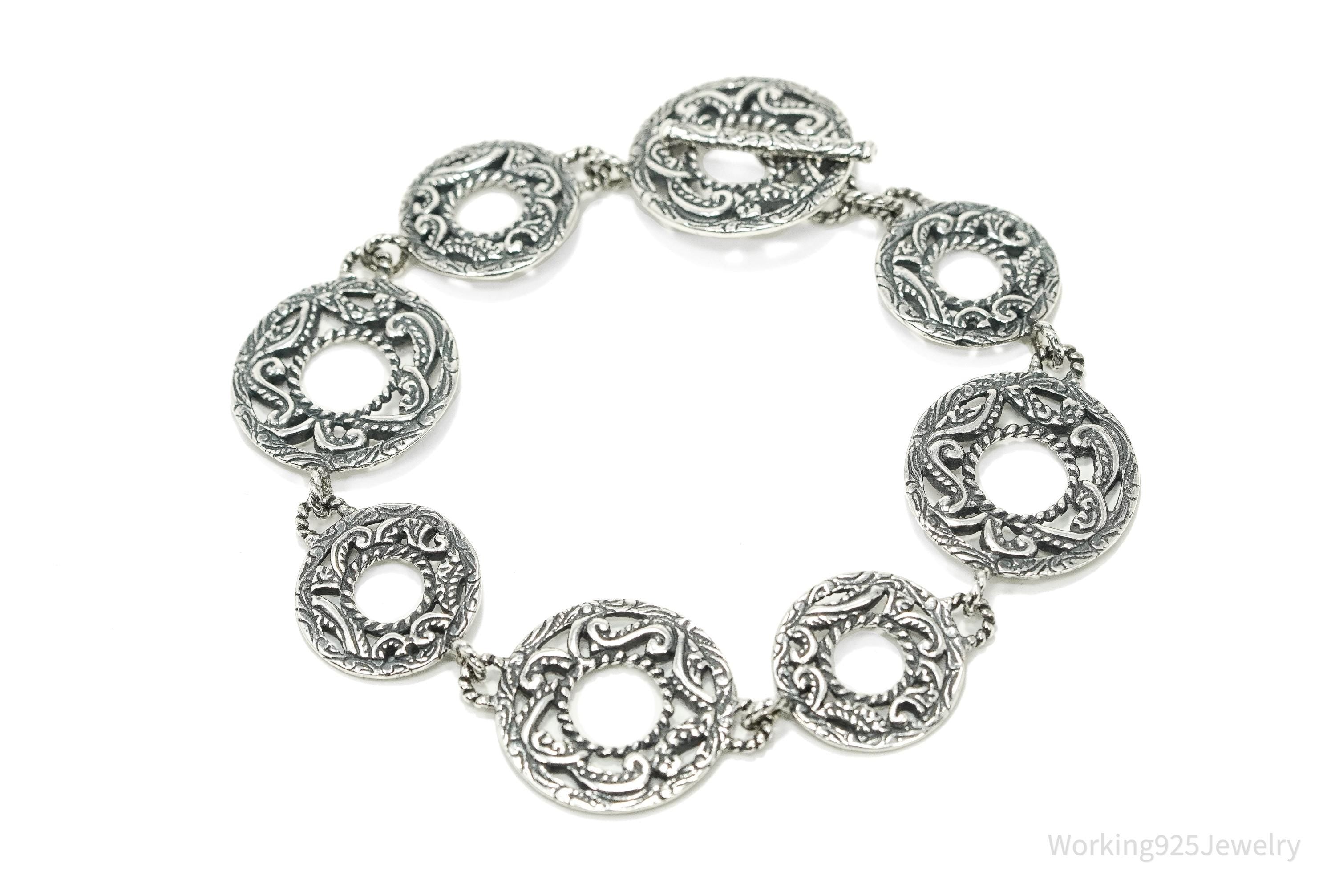 Vintage Native Carolyn Pollack Relios Sterling Silver Bracelet 8 7/8"