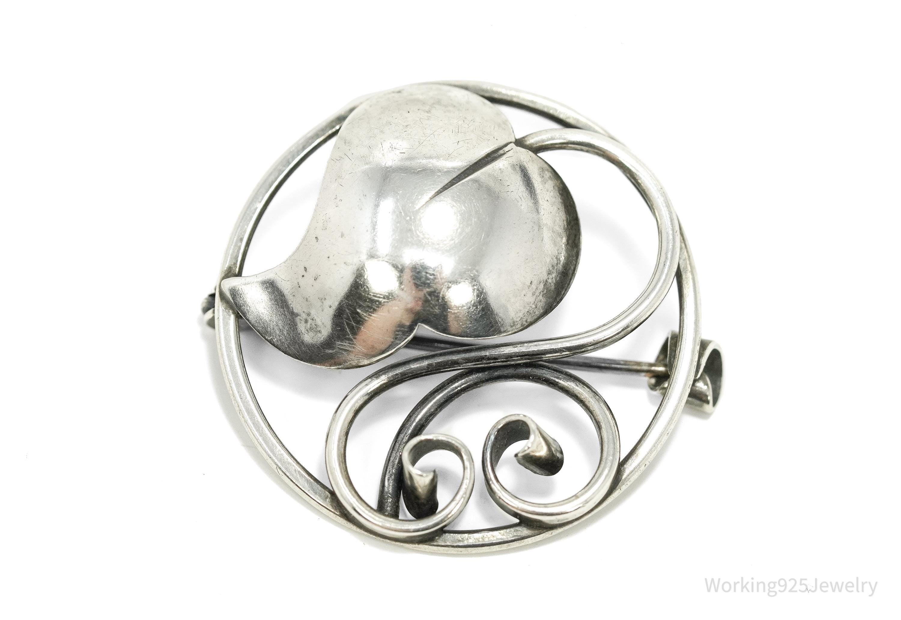 MCM Vintage Danish Modernist John Lauritzen 830S Silver Brooch Pin