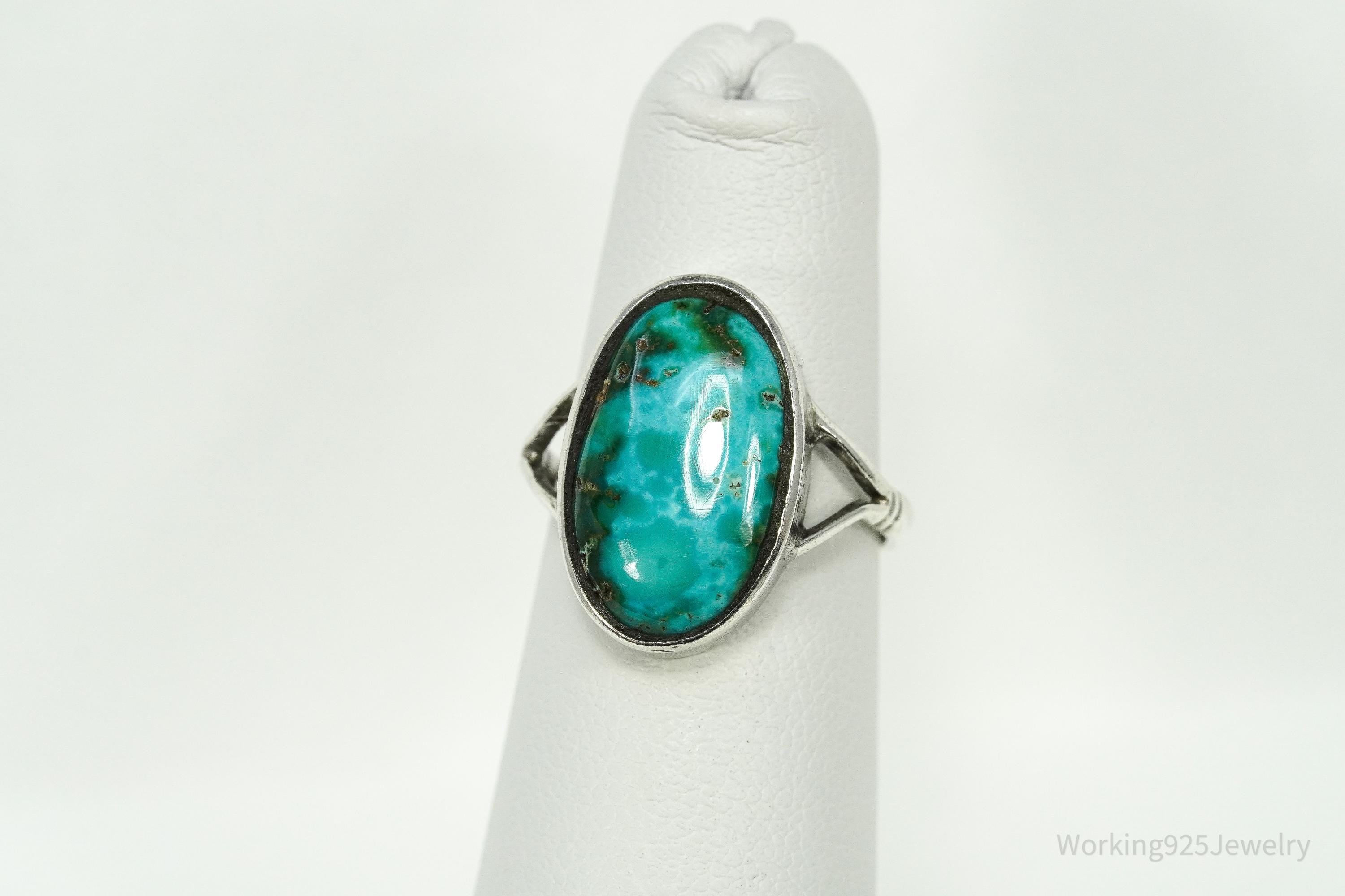 Vintage Native American Turquoise Sterling Silver Ring - Size 5.25