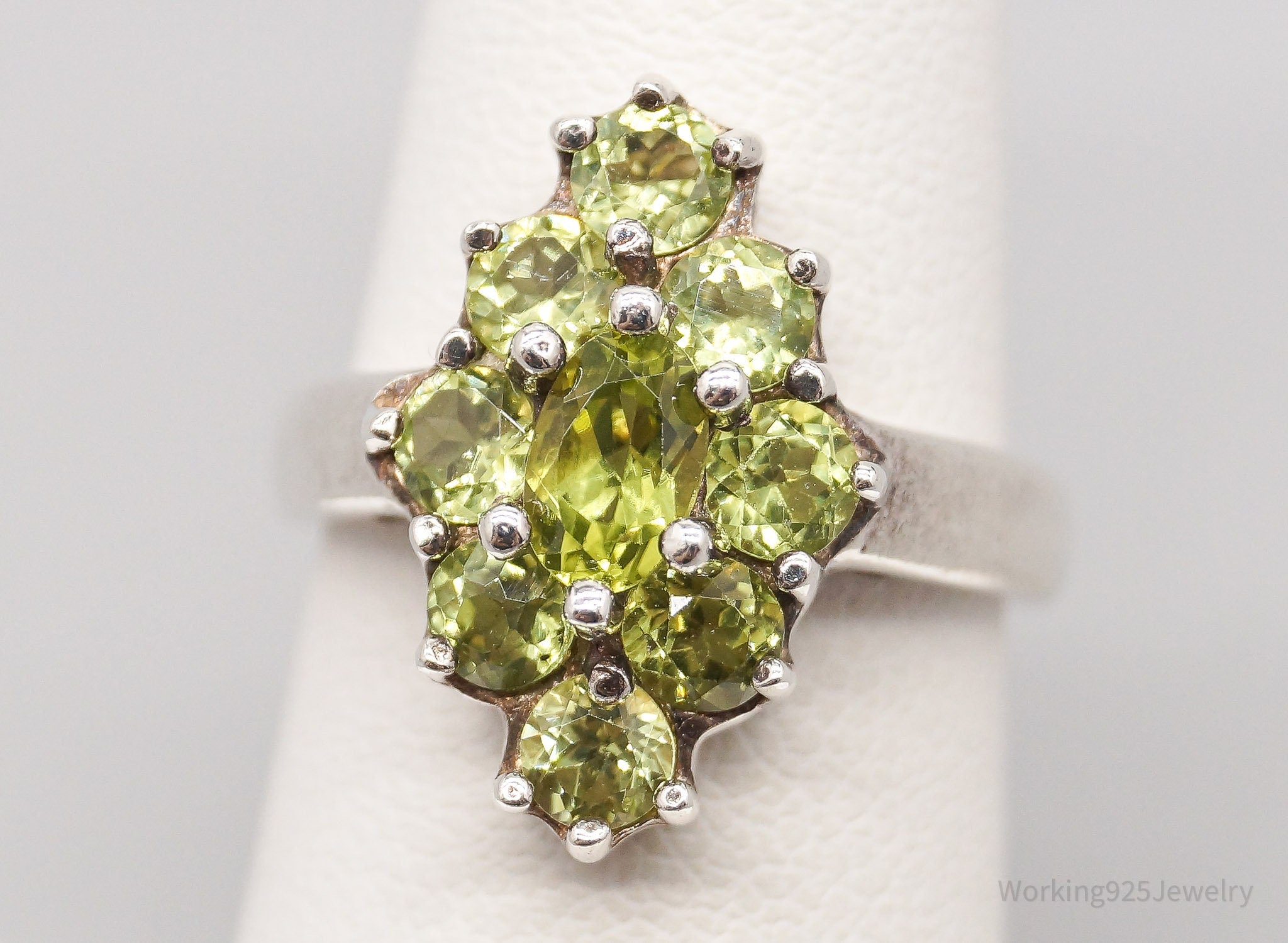 Vintage Peridot Sterling Silver Ring - Size 6