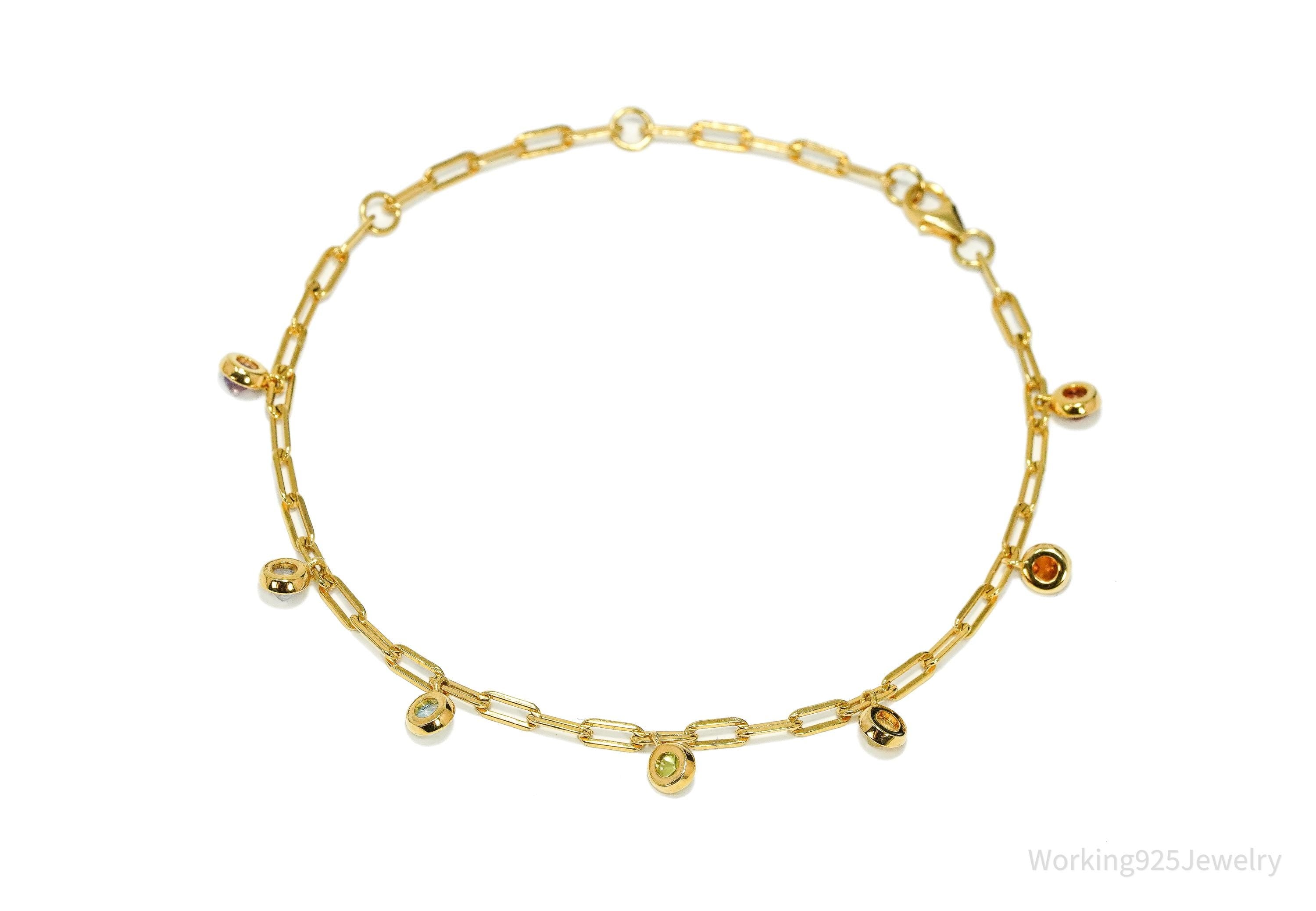 GEMX Multi Gemstone 18K Yellow Gold Vermeil Sterling Silver Bracelet - 8 1/8"