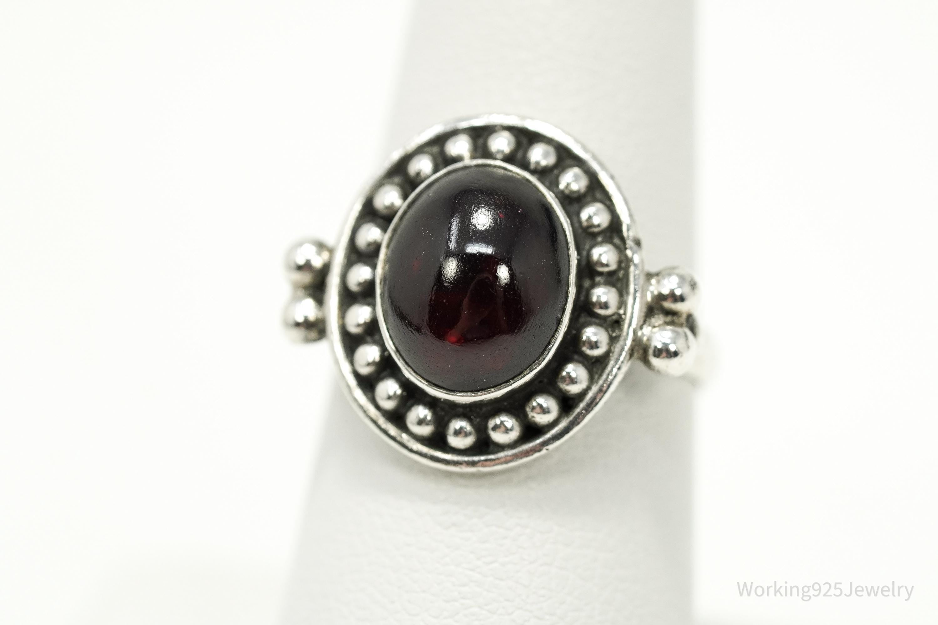 Vintage Rhodolite Garnet Sterling Silver Ring - Size 7.25