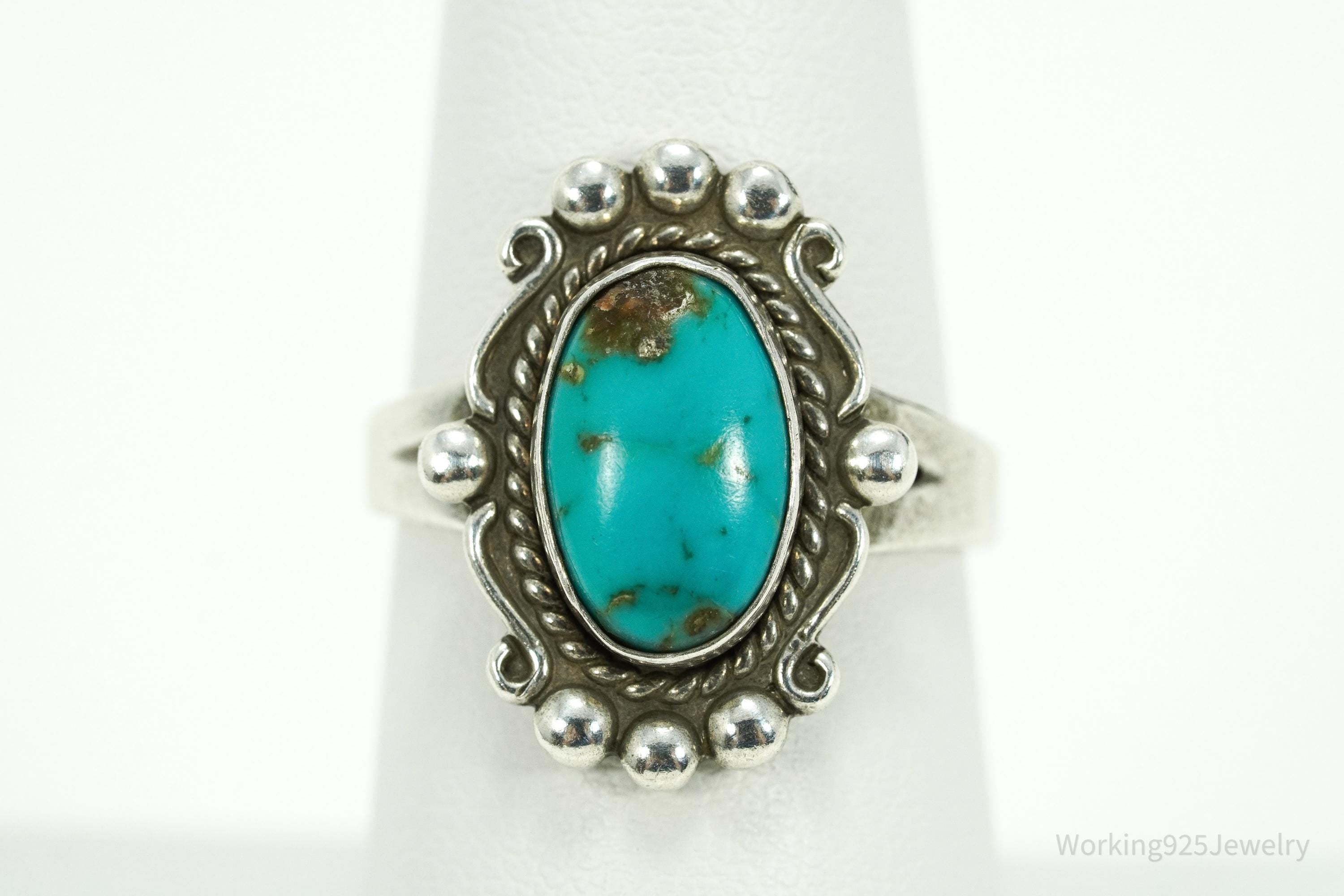 Vintage Native Bell Trading Company Turquoise Sterling Silver Ring - Size 7.25