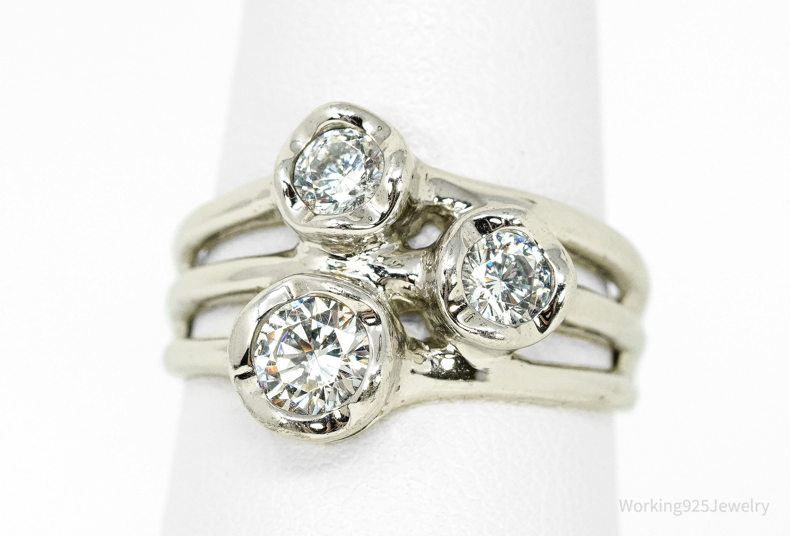 Vintage Cubic Zirconia Sterling Silver Ring Size 8