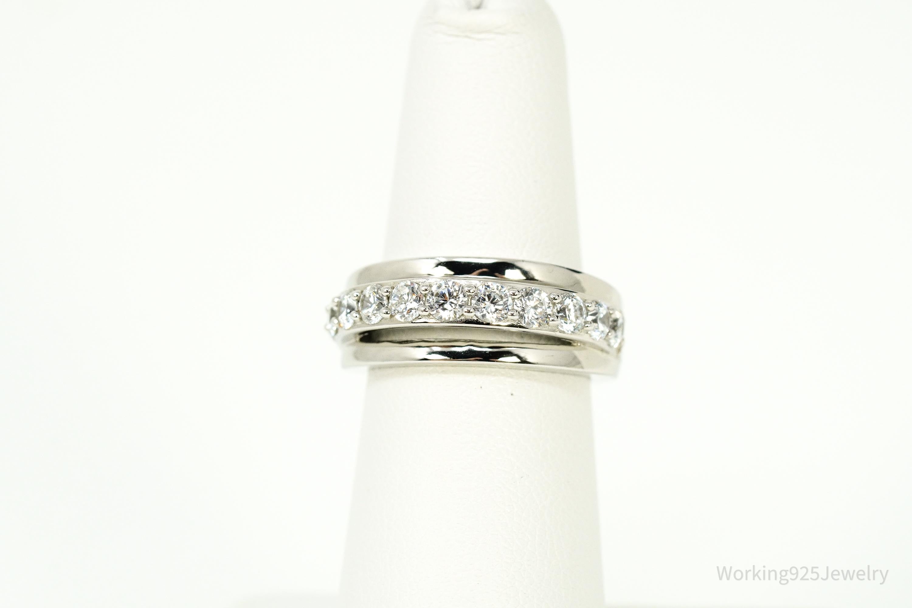 Vintage Cubic Zirconia Sterling Silver Band Ring - Size 6.25