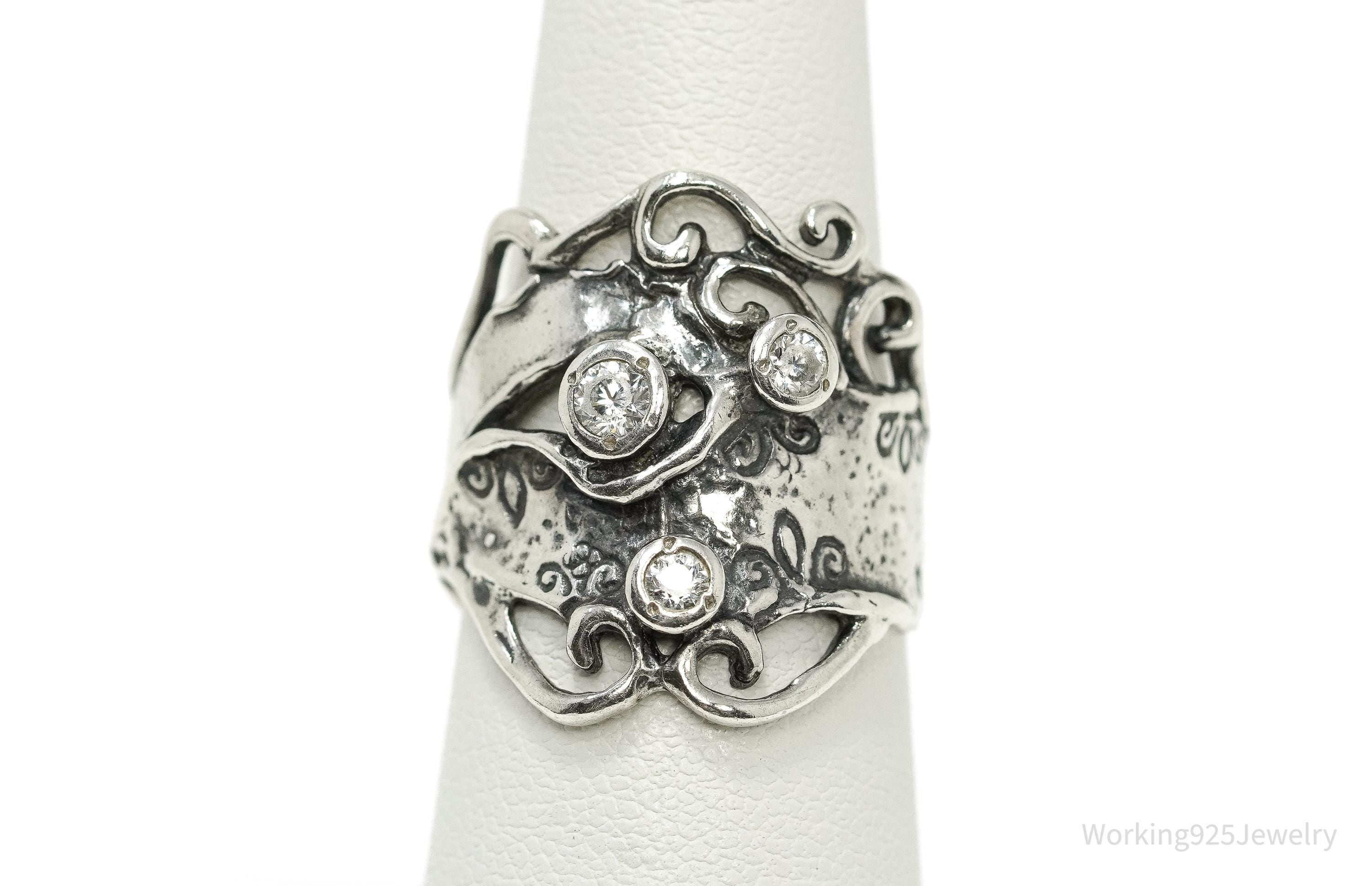 Vintage Israel Didae Cubic Zirconia Sterling Silver Ring - Size 7.25