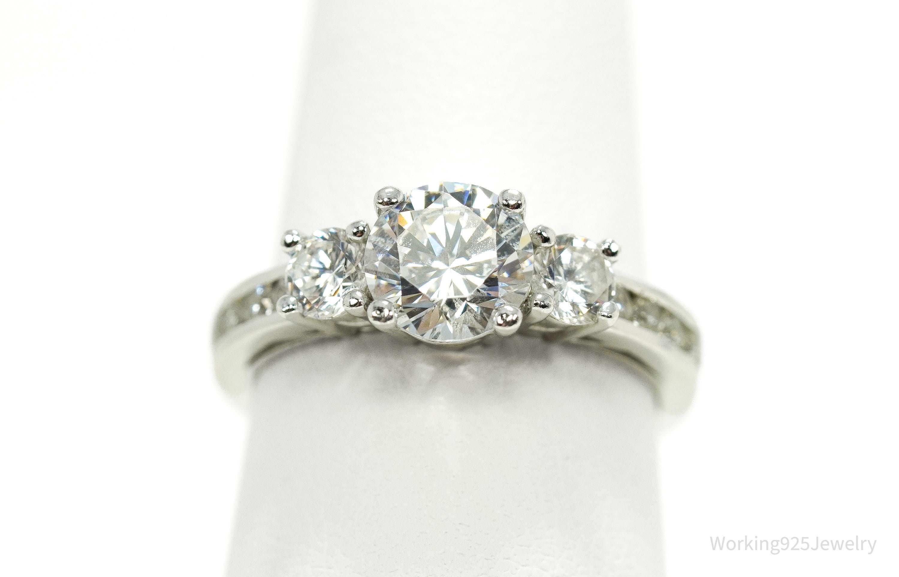 Vintage Designer SW Cubic Zirconia Sterling Silver Ring - Size 7