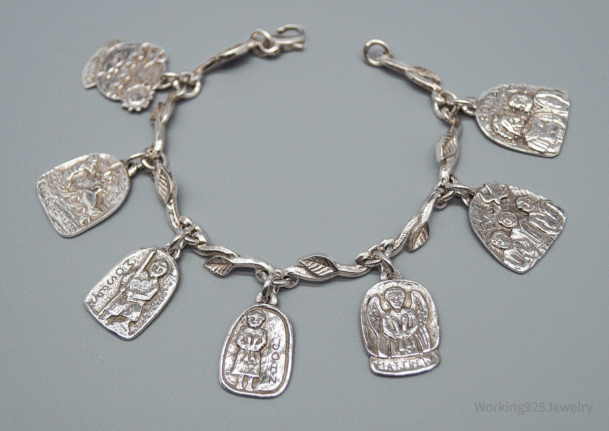 Jeep Collins Bible Study Charms Vines Sterling Silver Bracelet - 6 7/8"