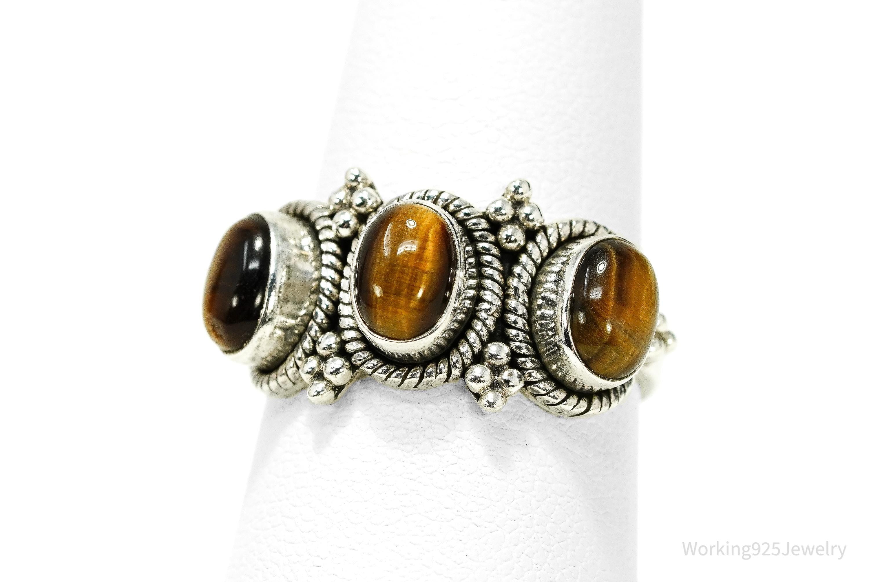 Vintage Doug Paulus Tigers Eye Western Style Sterling Silver Ring - Size 8
