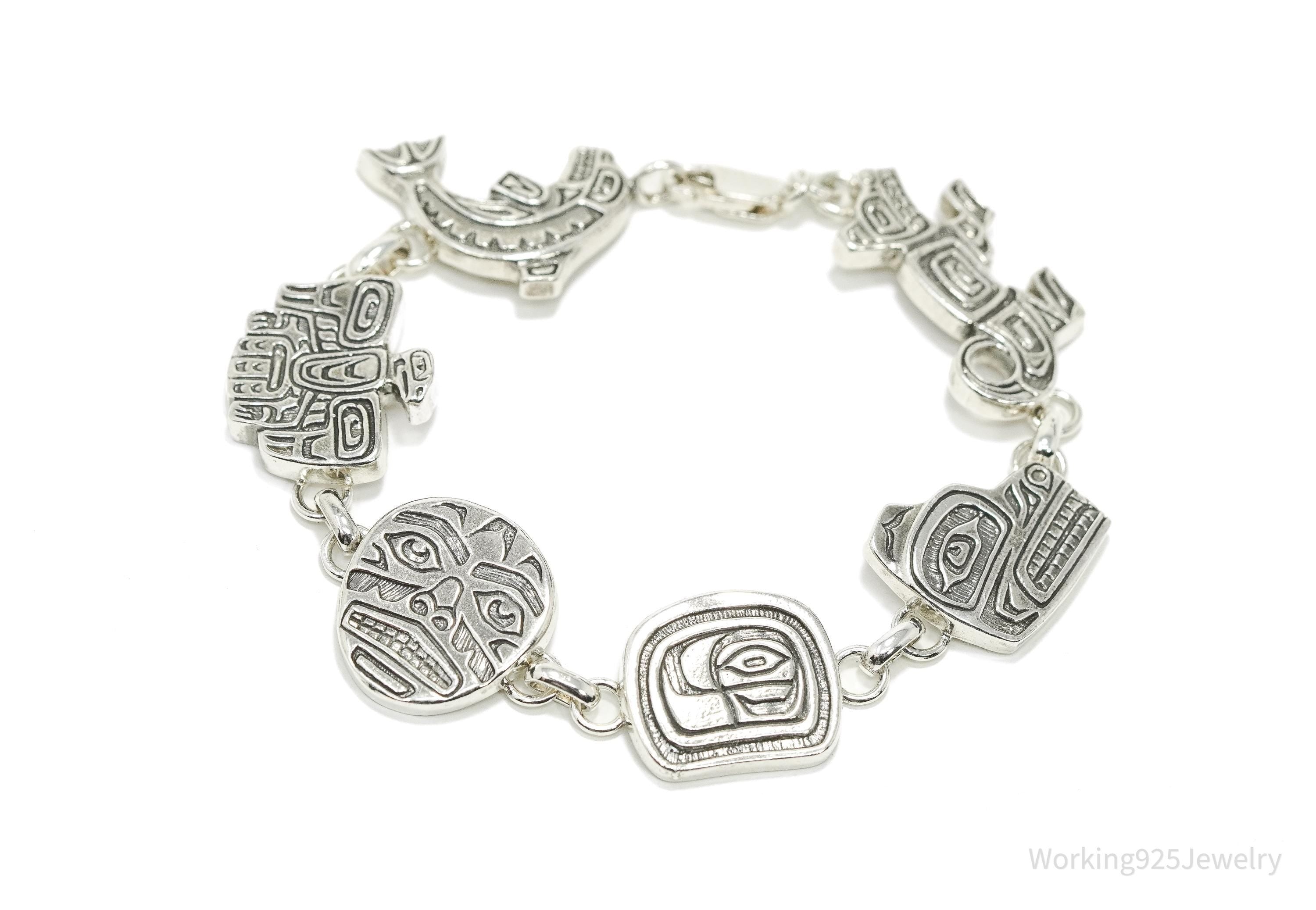 Rare Vintage 1994 Native American Carol Felley Sterling Silver Bracelet 7.25"