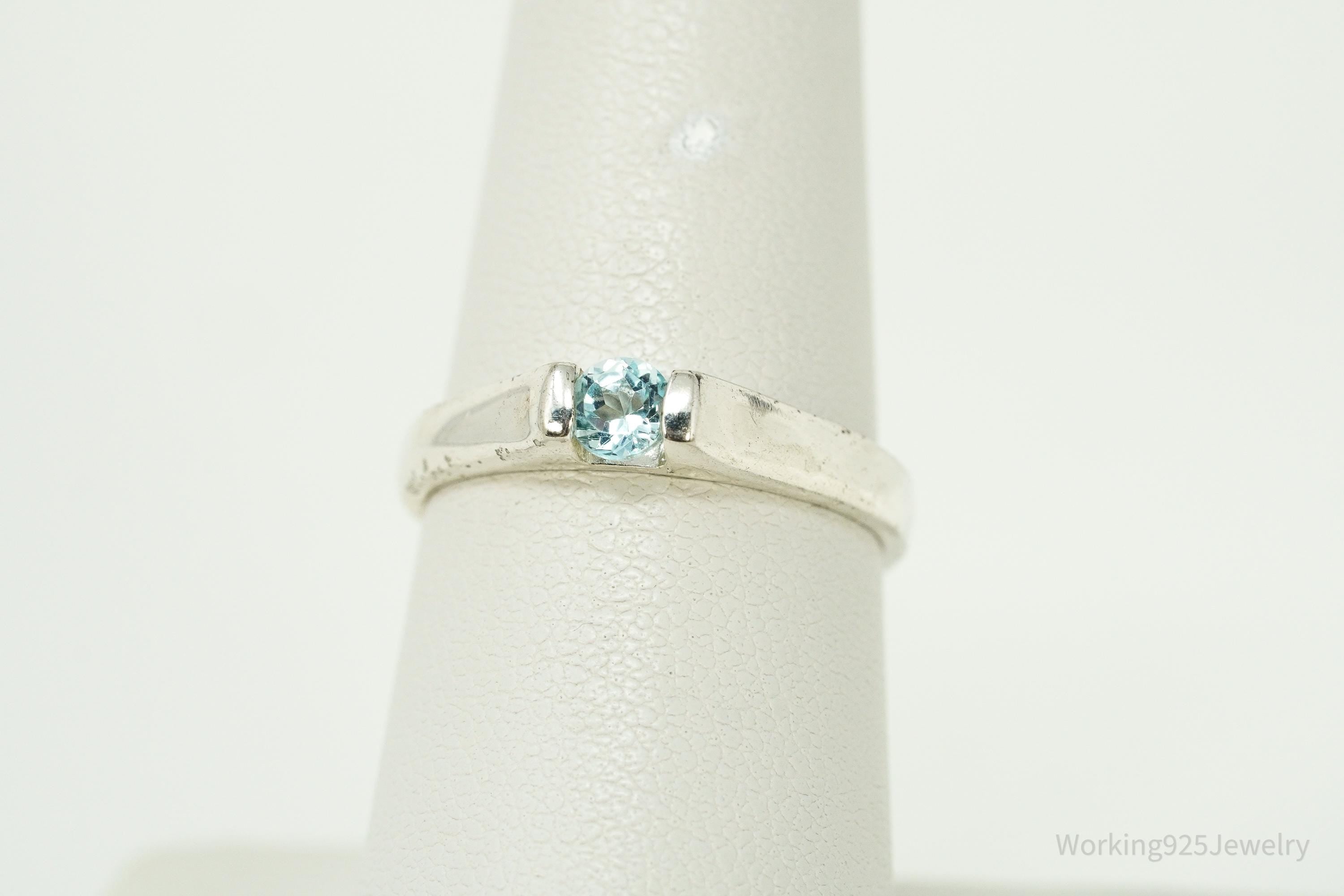 Vintage Blue Topaz Sterling Silver Ring - Size 7.25