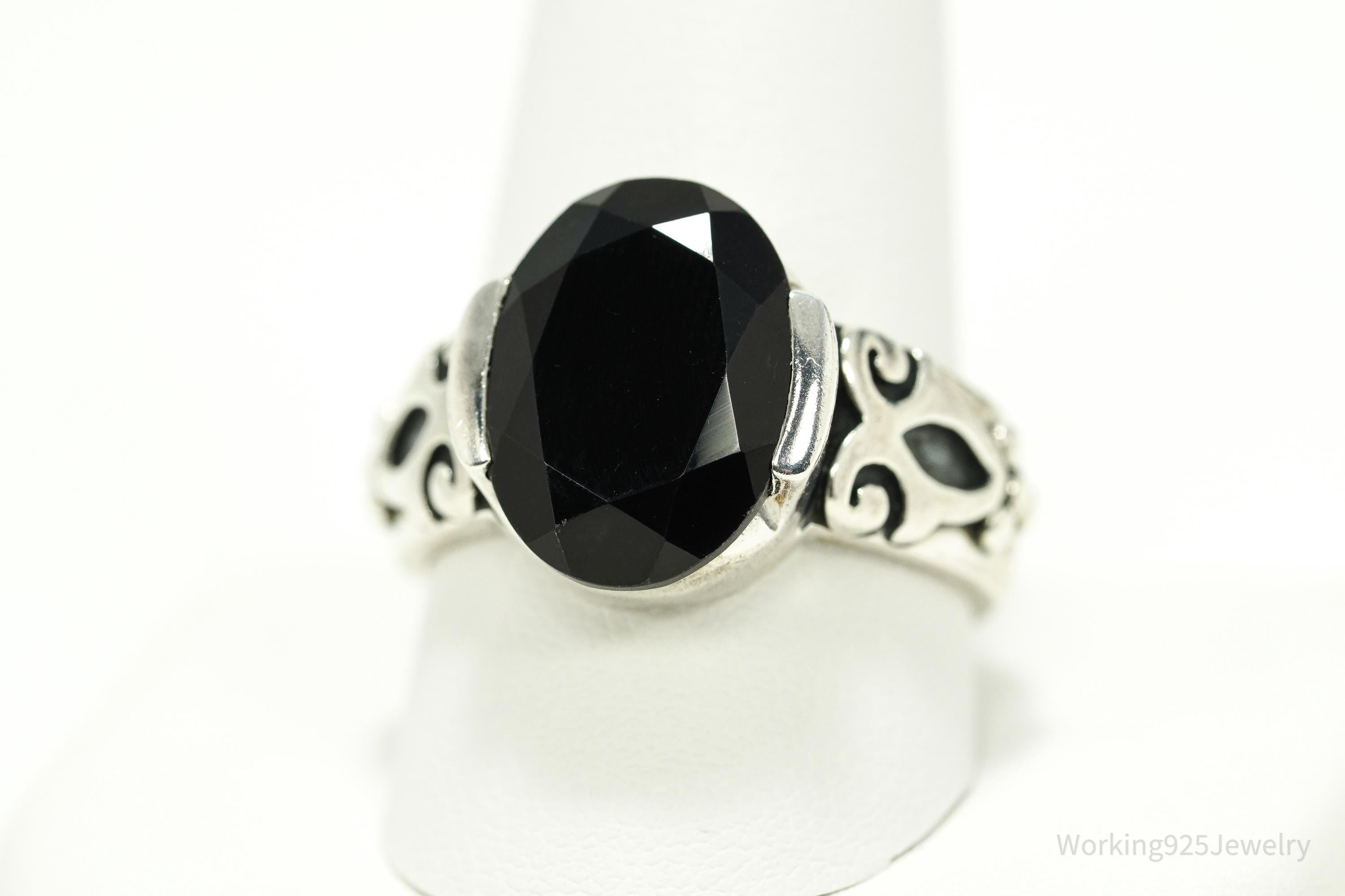 Vintage Designer Silpada Black Onyx Sterling Silver Ring - Size 11