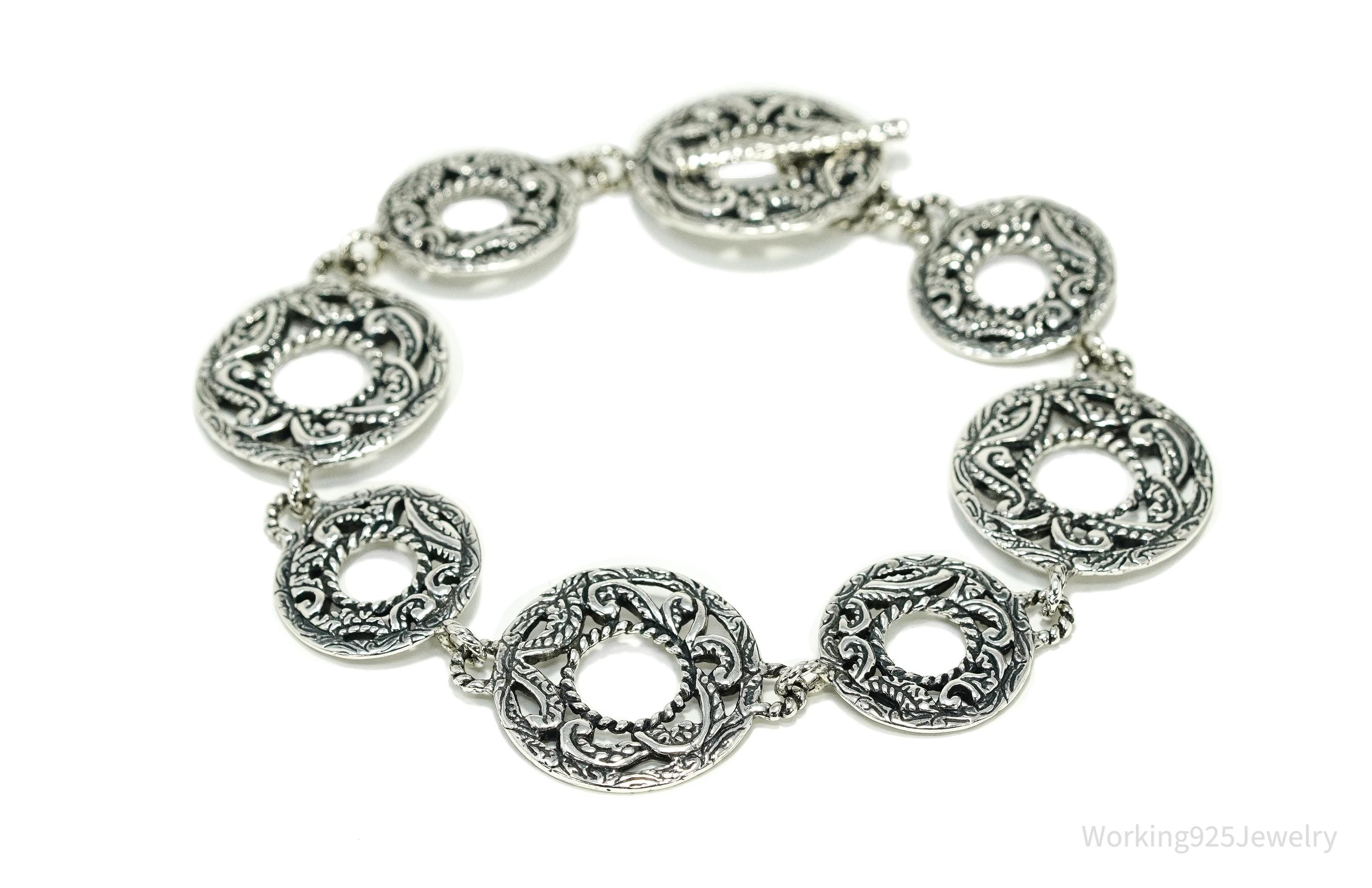 Vintage Native Carolyn Pollack Relios Sterling Silver Bracelet 9"