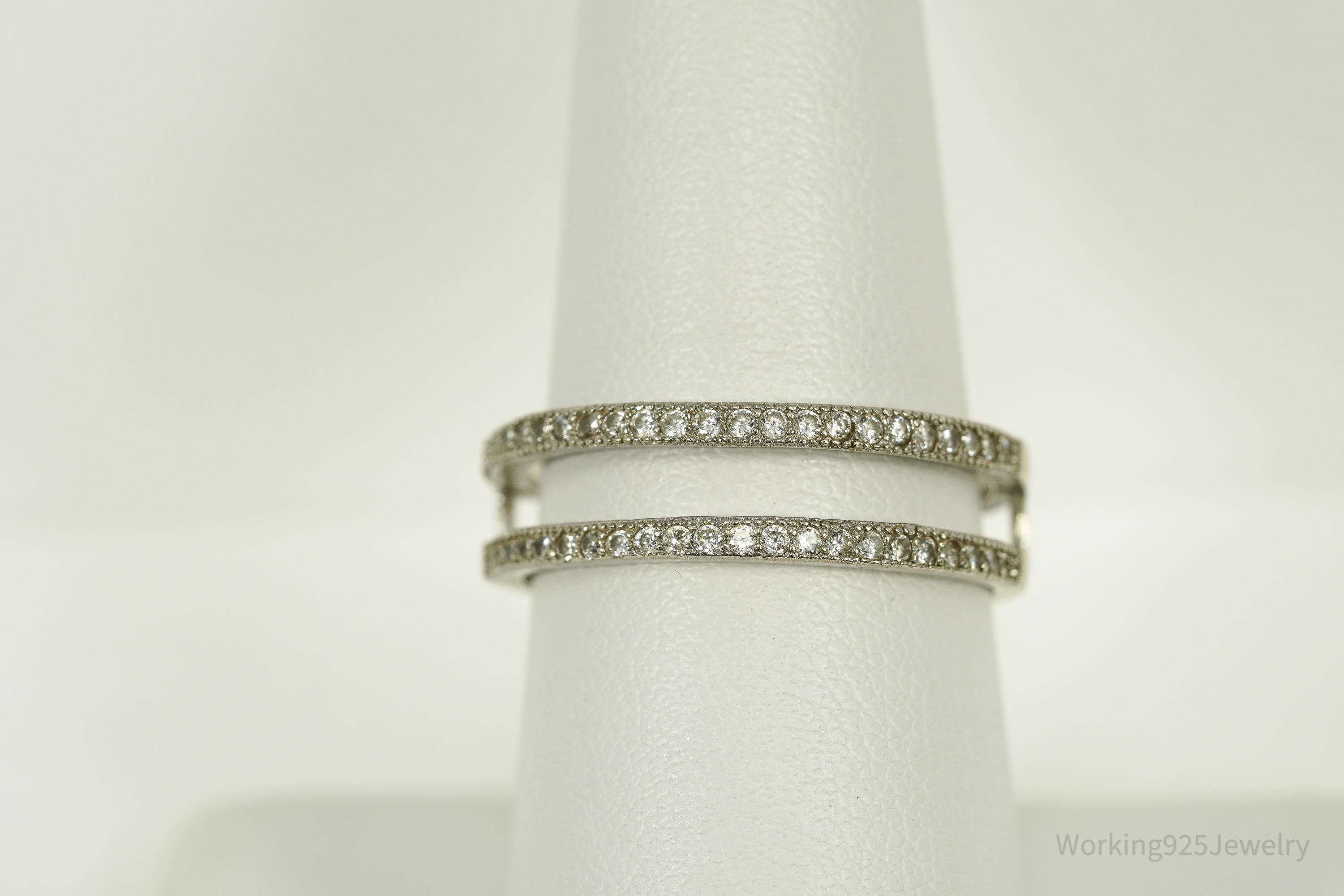 Vintage Cubic Zirconia Sterling Silver Band Ring - Size 8.5