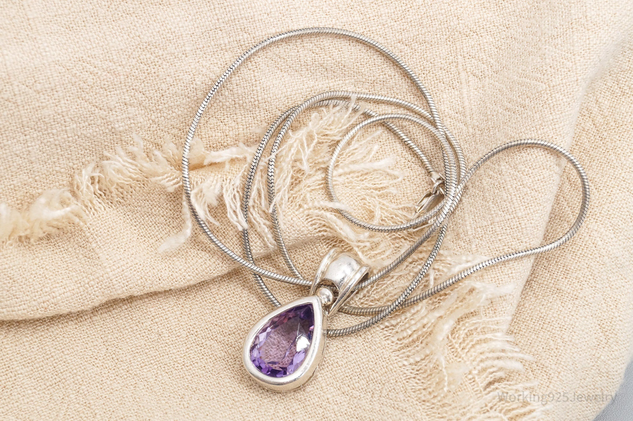 Vintage Purple Amethyst Sterling Silver Necklace - 20"