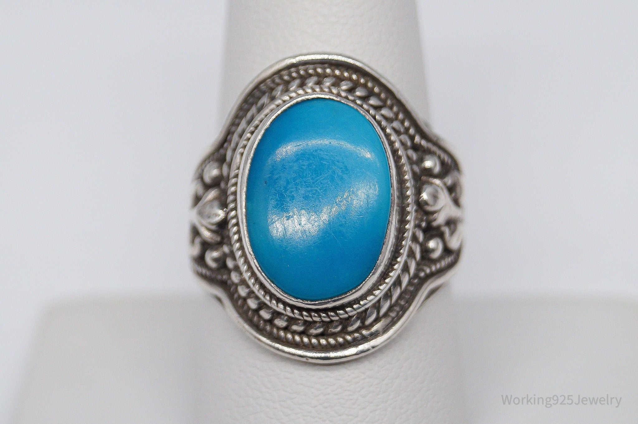 Vintage Turquoise Sterling Silver Ring - Size 8.75