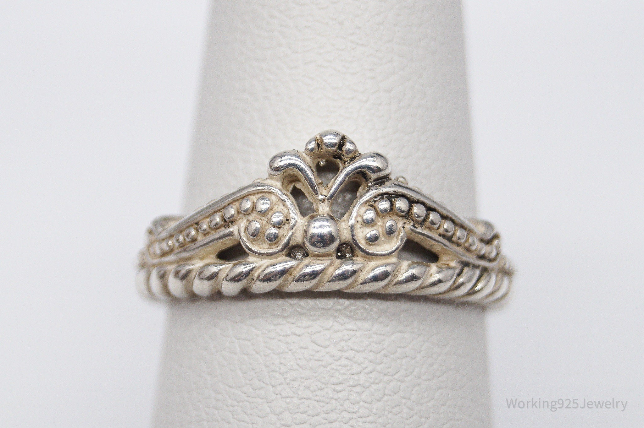 Vintage Native Designer Carolyn Pollack Relios Crown Sterling Silver Ring - Size 7