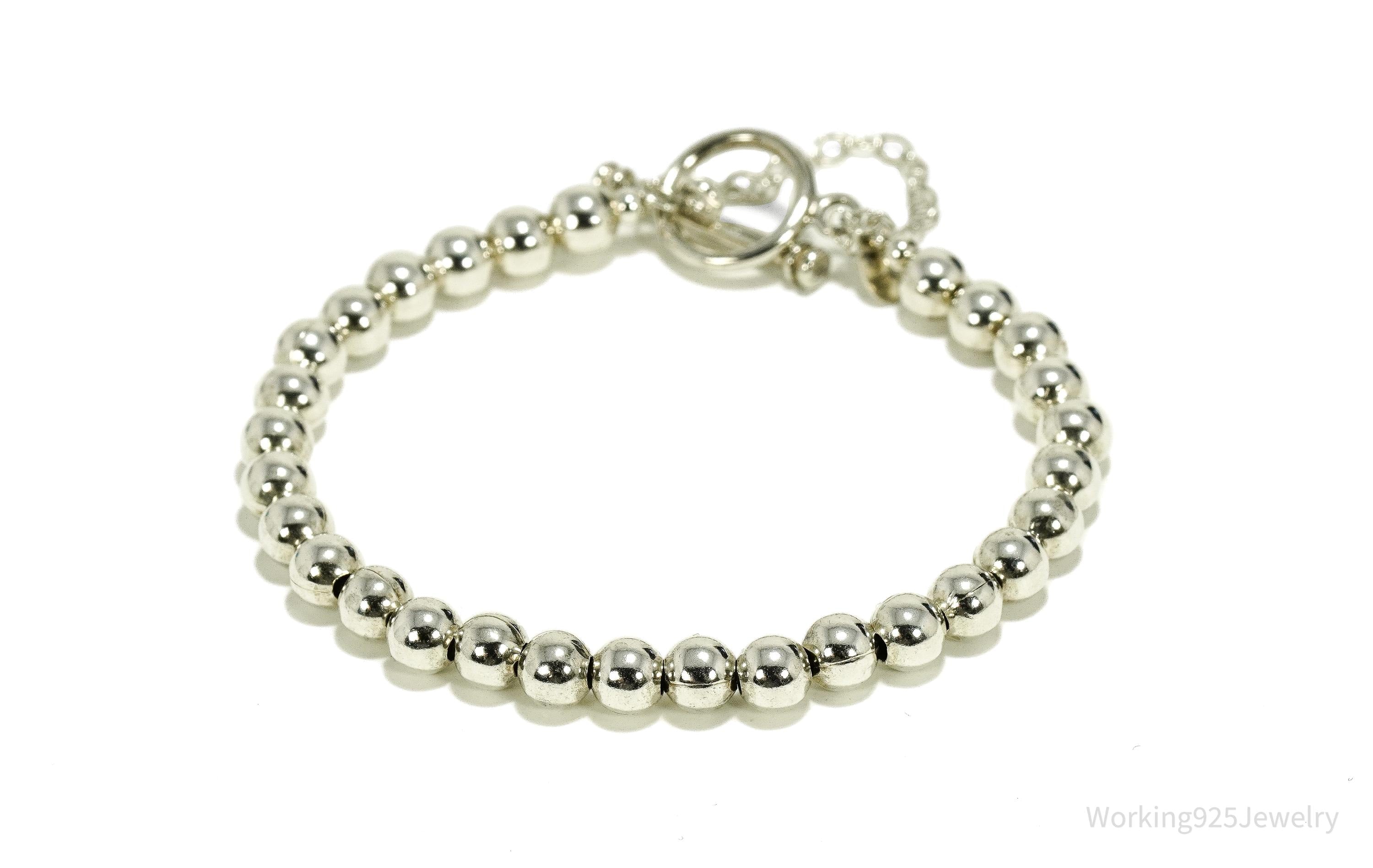 Designer Silpada Retired Ball Beaded Sterling Silver Toggle Bracelet 6.75"