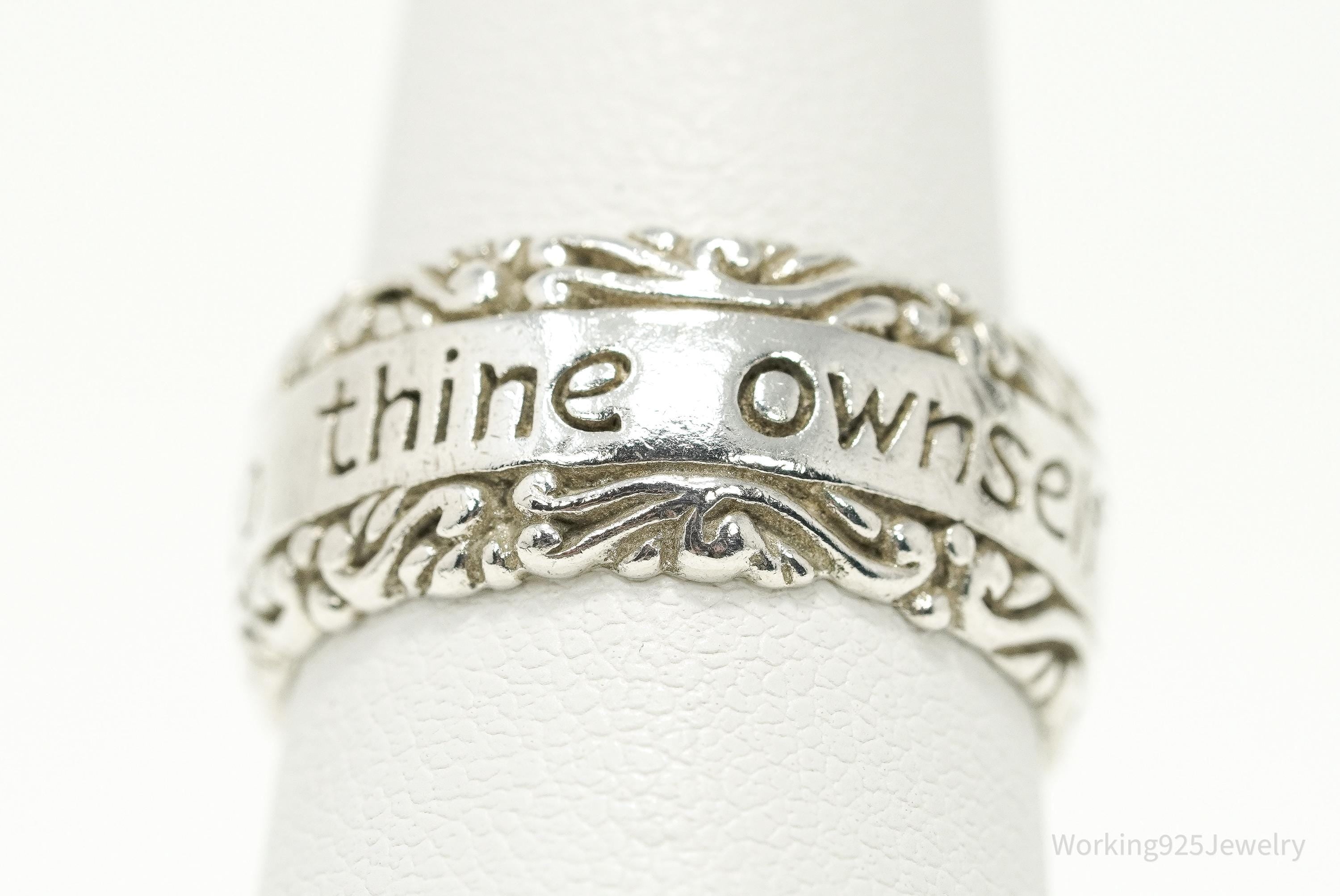 Vintage "To Thine Own Self Be True" Quote Sterling Silver Ring - Size 7.75