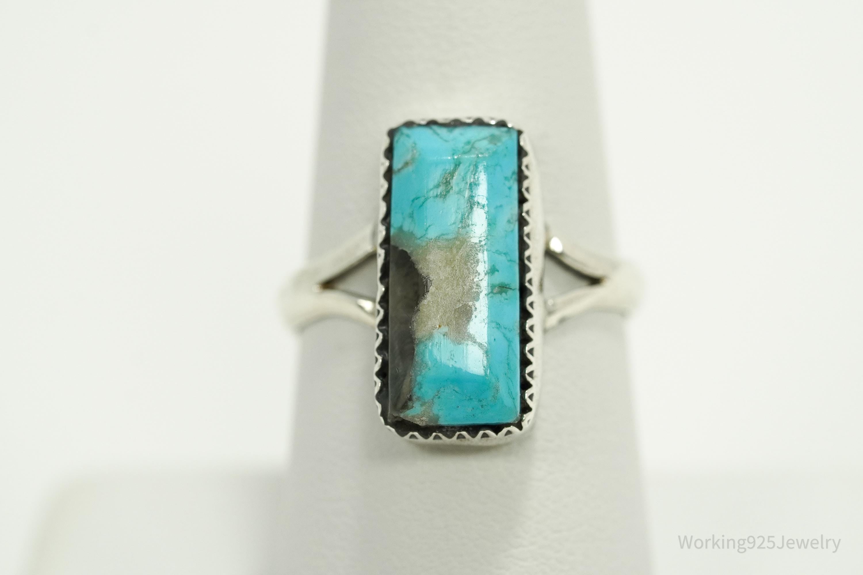 Vintage Mexican Turquoise 950 Silver Ring - Size 8.25