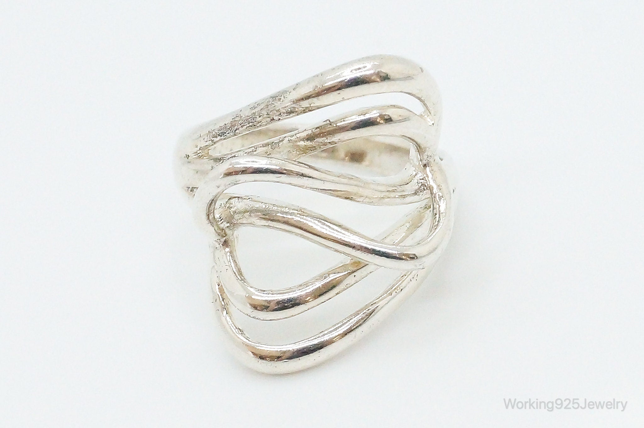 Vintage Designer Chapal-Zenray Modernist Abstract Sterling Silver Ring - Size 8