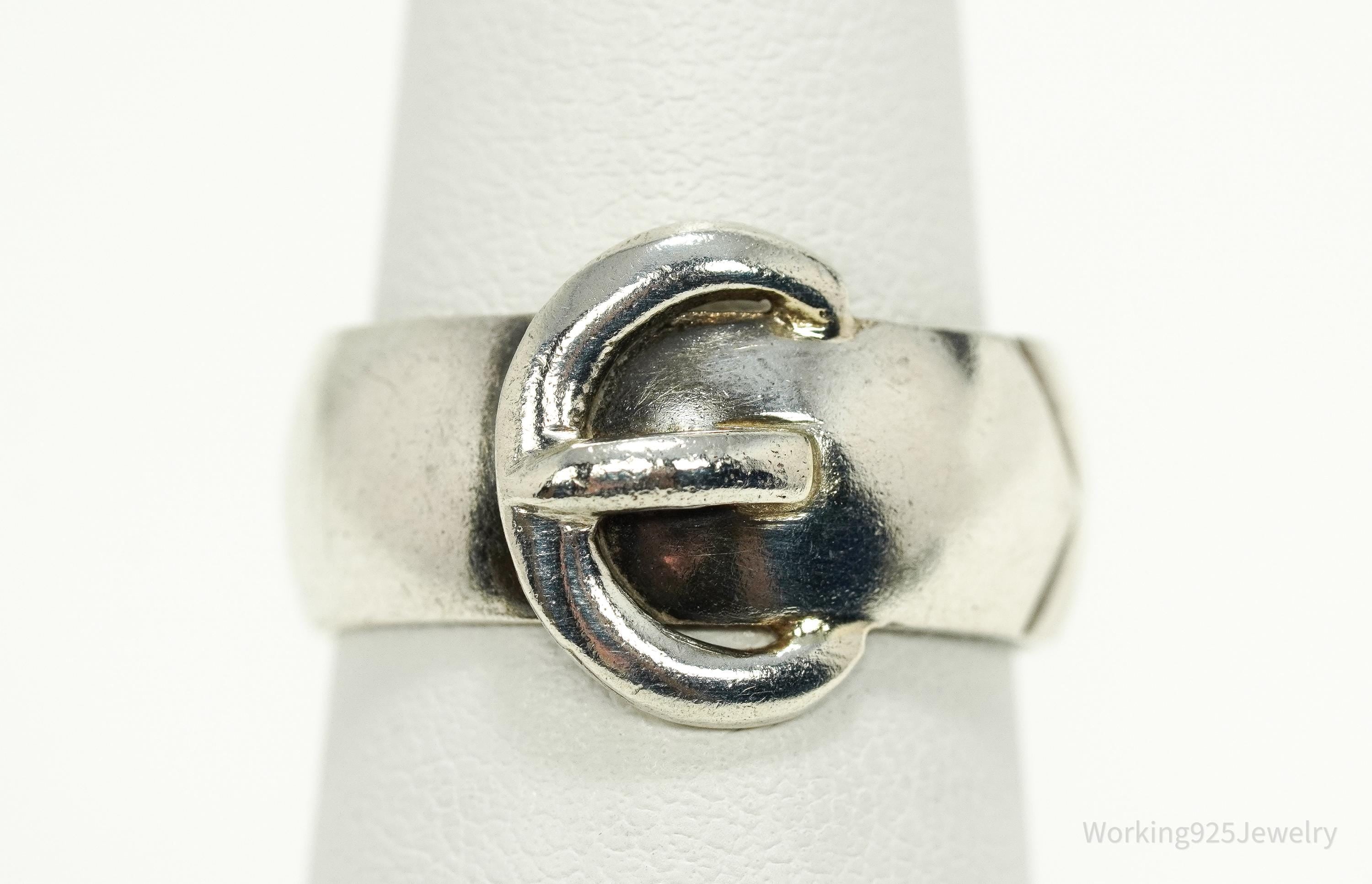 Vintage 1970s Birmingham Buckle Sterling Silver Ring - Size 8.25