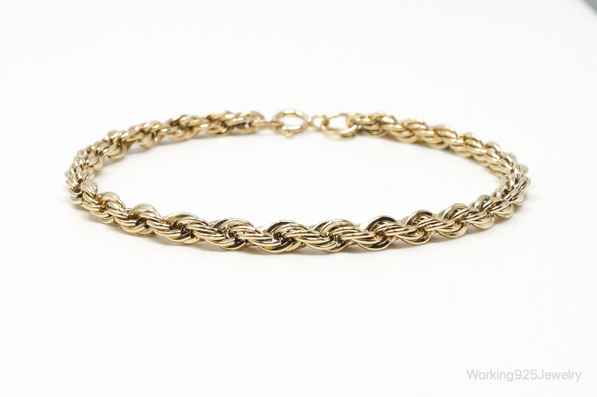 Rare Vintage Danecraft Rope Chain Gold Vermeil Sterling Silver Bracelet