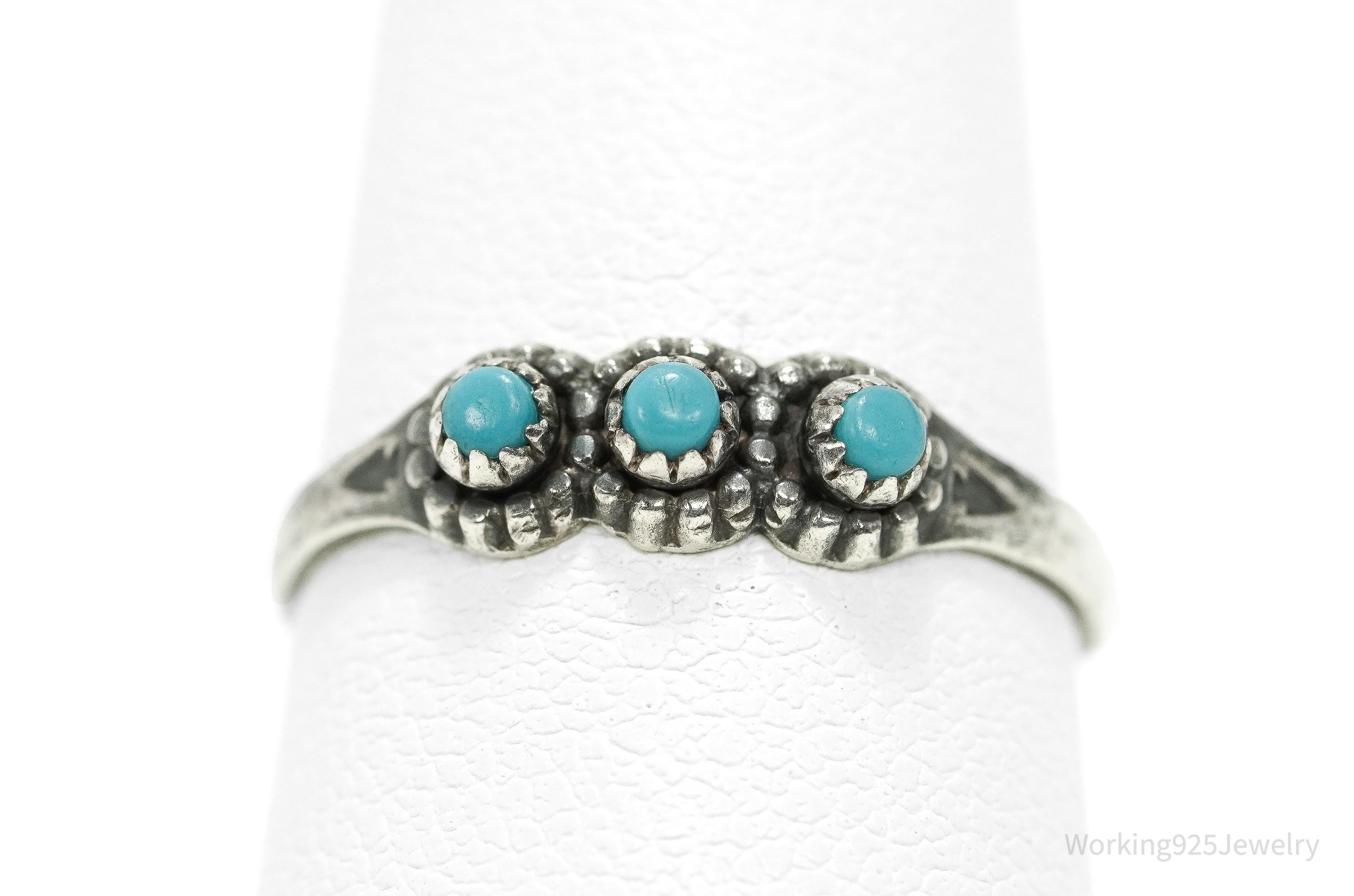 Vintage Native Bell Trading Post Turquoise Sterling Silver Ring - Size 6.5
