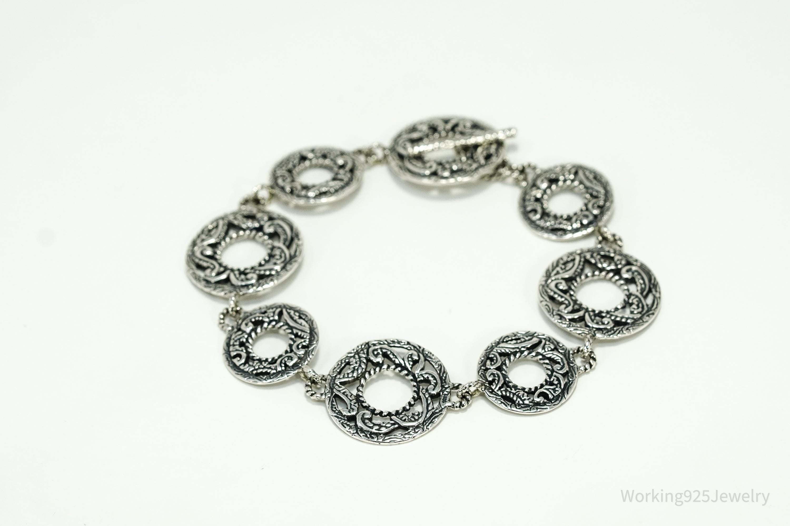 Vintage Native Carolyn Pollack Relios Sterling Silver Bracelet 9"