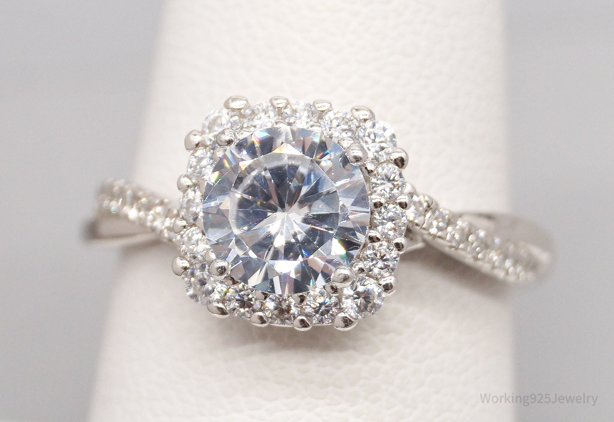 Vintage London Designer IBB Cubic Zirconia Sterling Silver Ring - Size 7