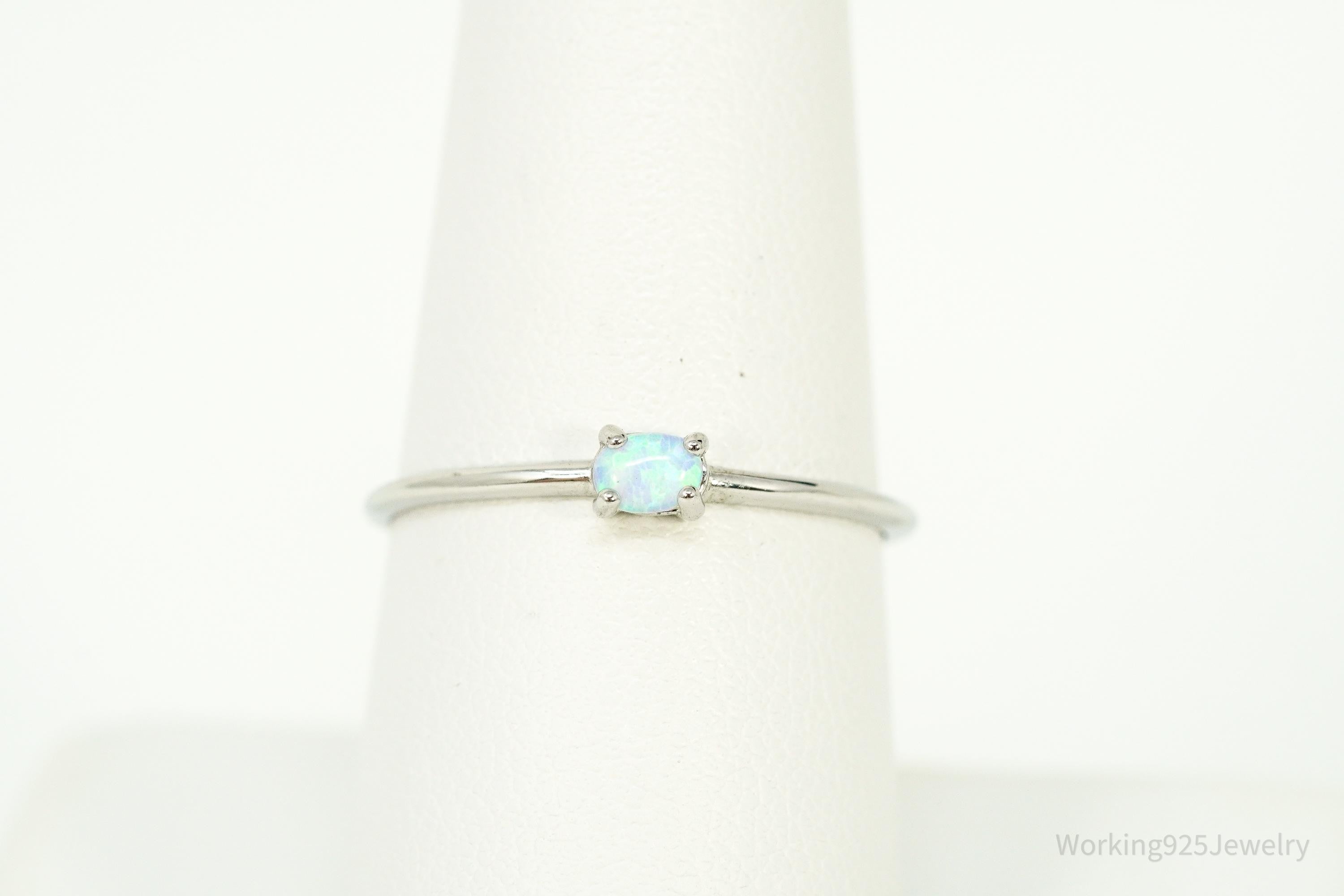 Vintage Opal Sterling Silver Ring - Size 8.25