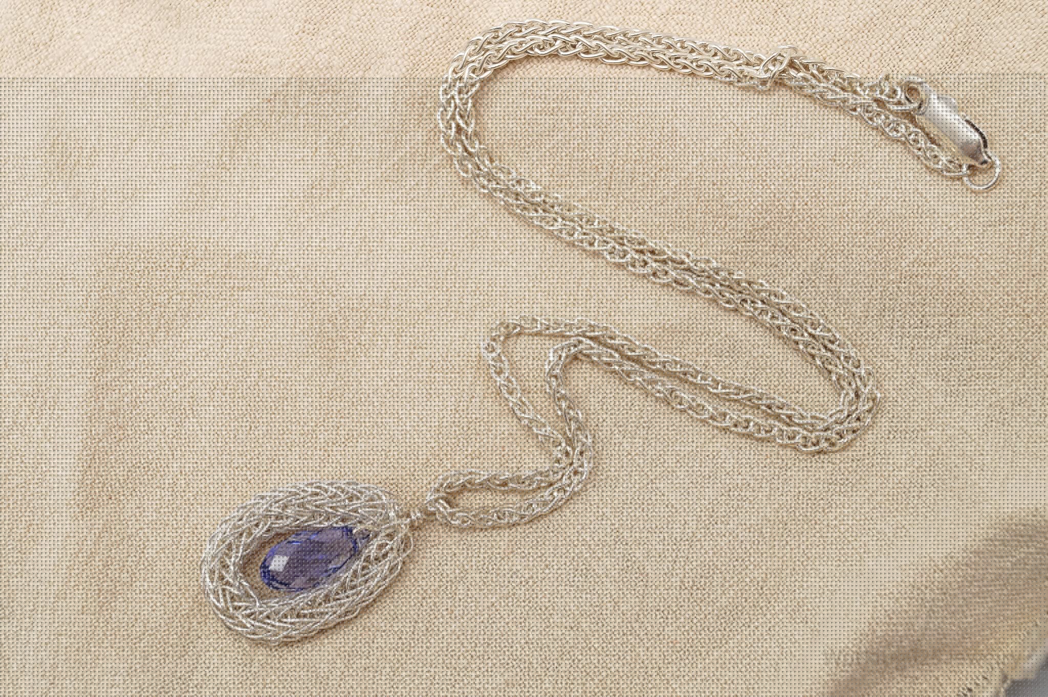 Vintage Blue Crystal Sterling Silver Necklace 18"