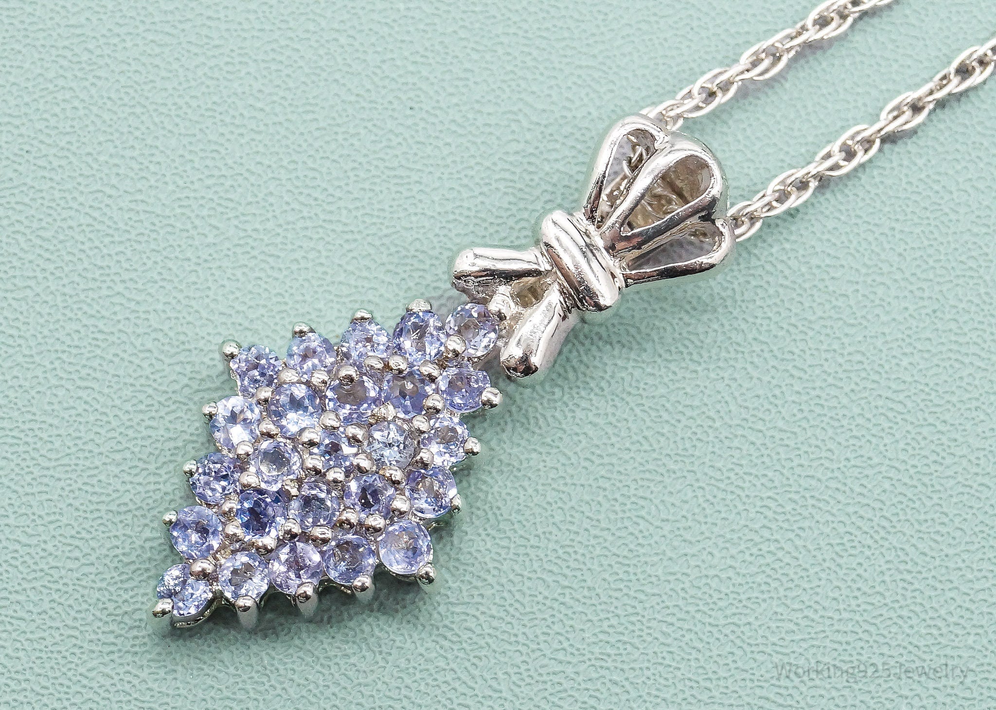 Vintage Tanzanite Sterling Silver Necklace 16"