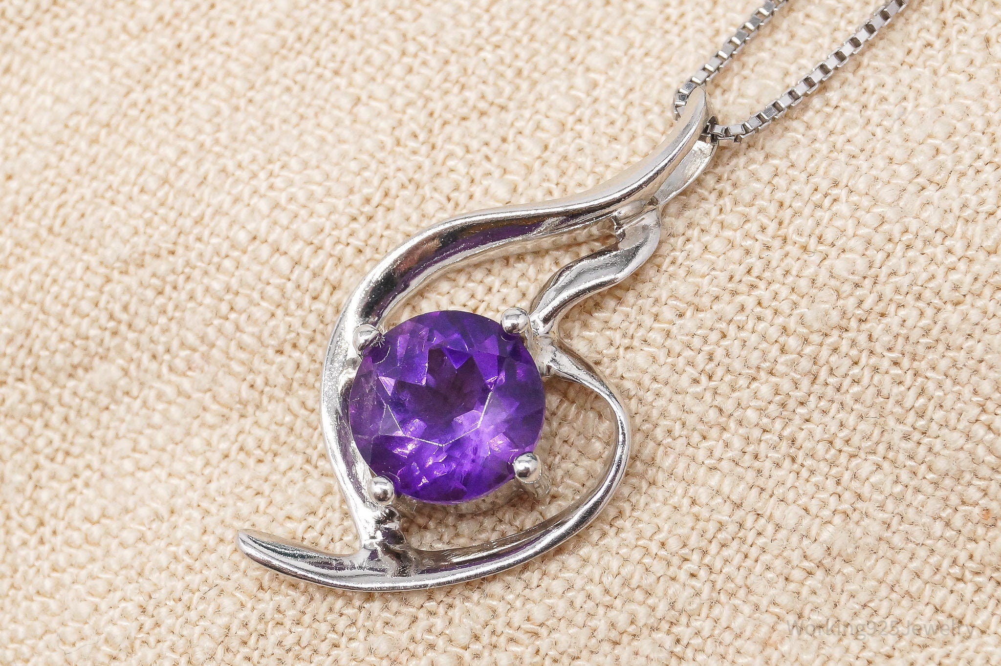 Vintage Purple Amethyst Sterling Silver Necklace 18"