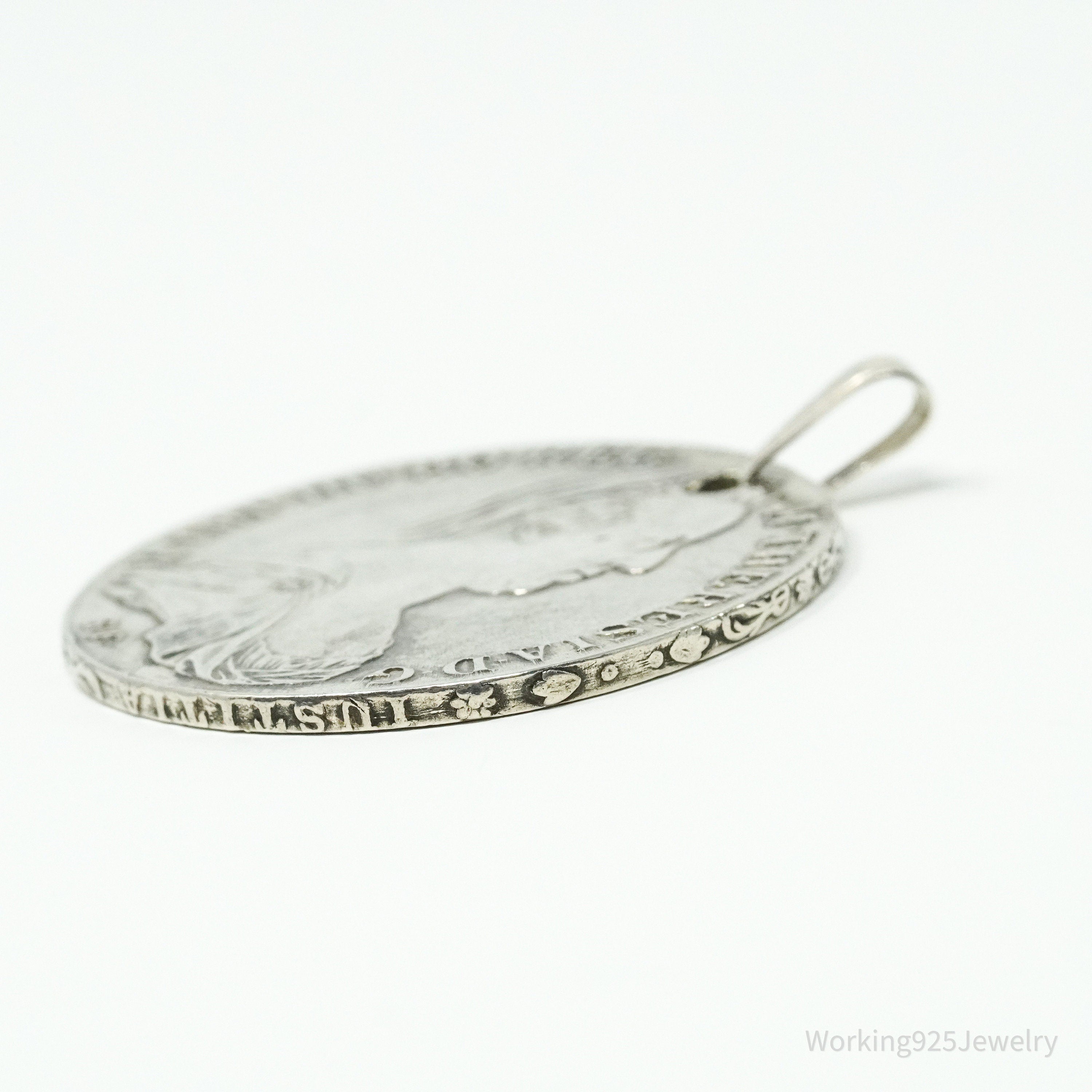 Antique 1780 Austrian Thaler Coin Piece Silver Pendant