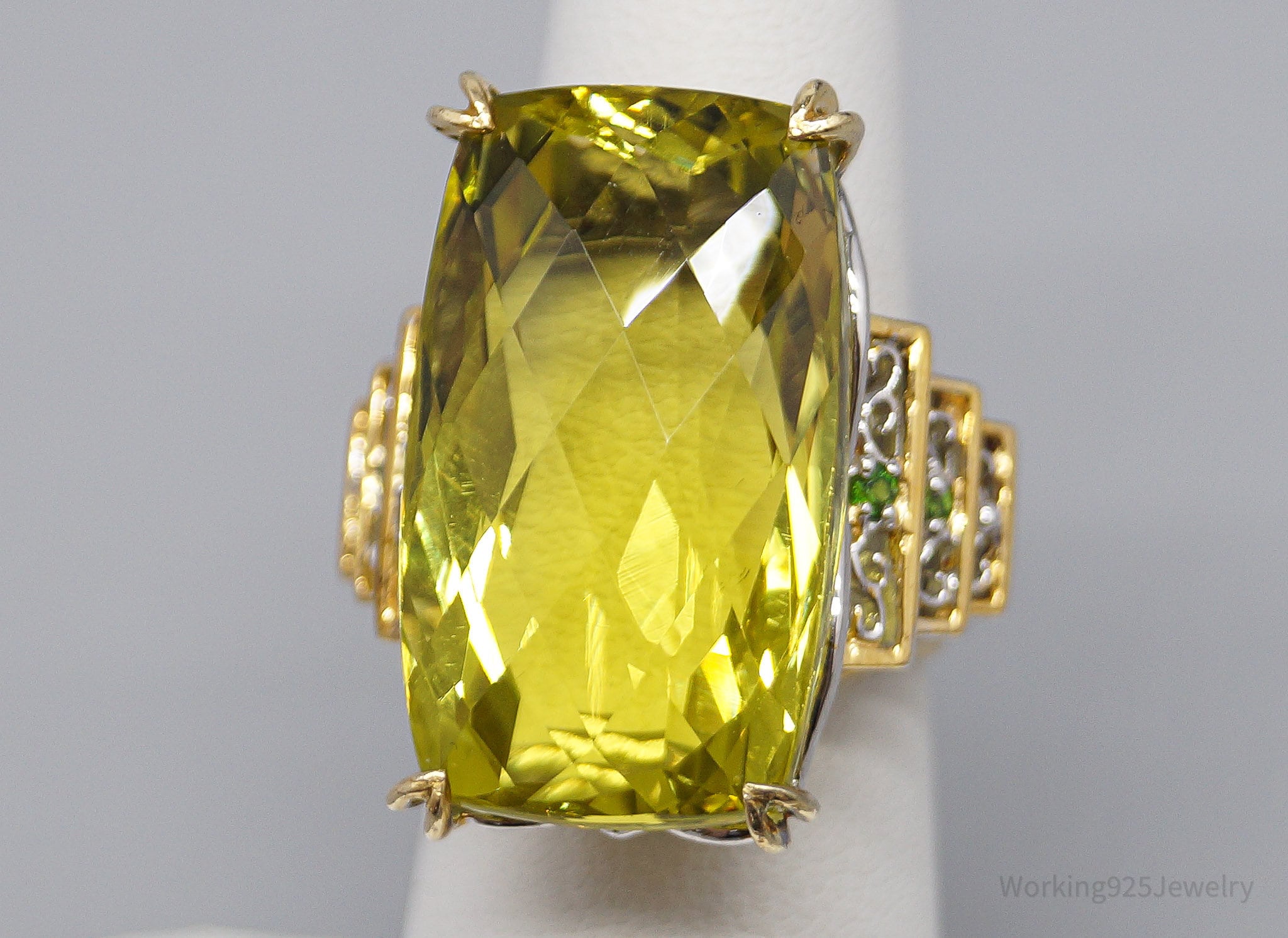 Michael Valitutti Ouro Verde Chrome Diopside Gold Sterling Silver Ring - Size 6