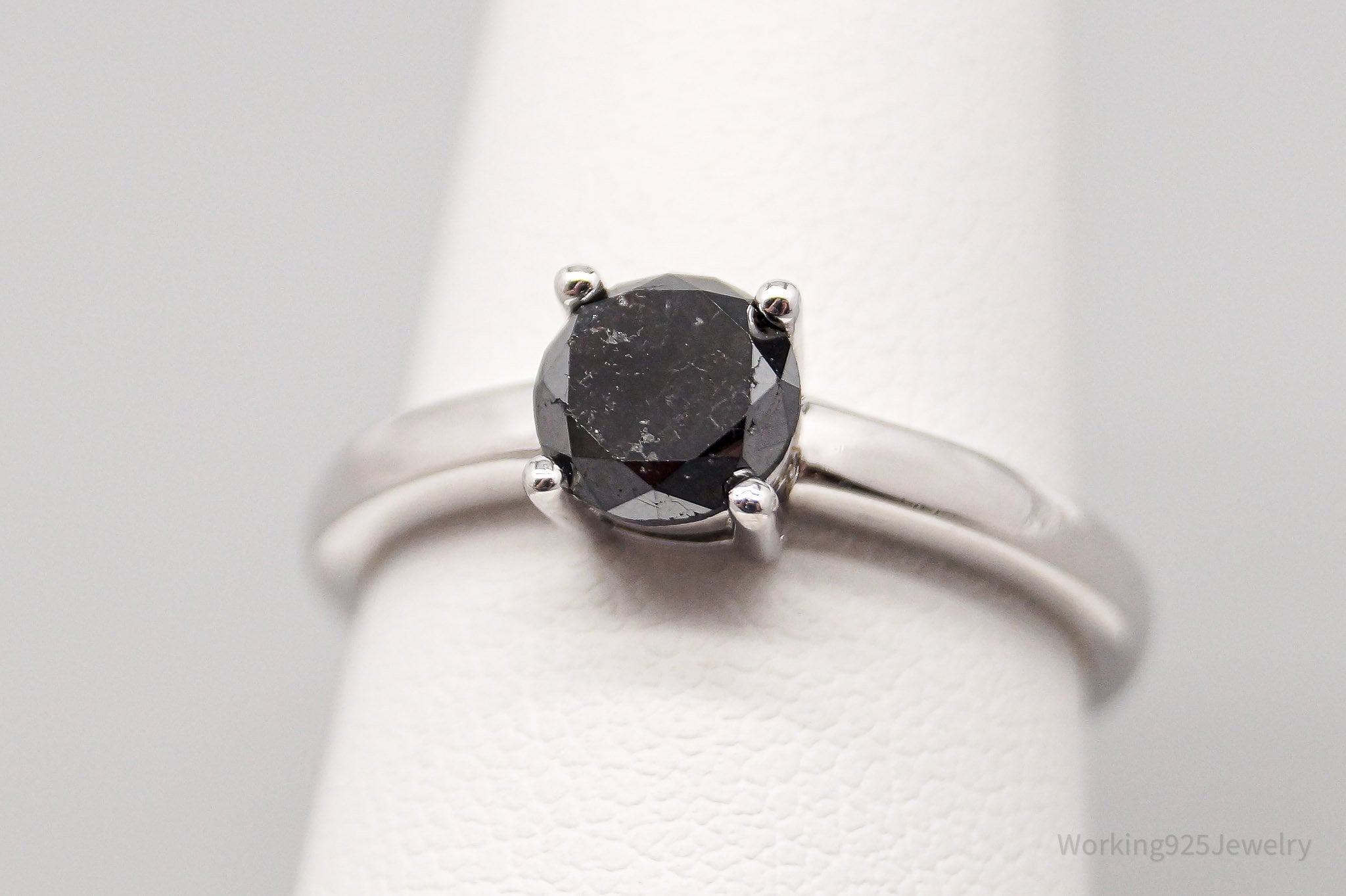 JTV JS Black Diamond Platinum Over Sterling Silver Ring - Size 7